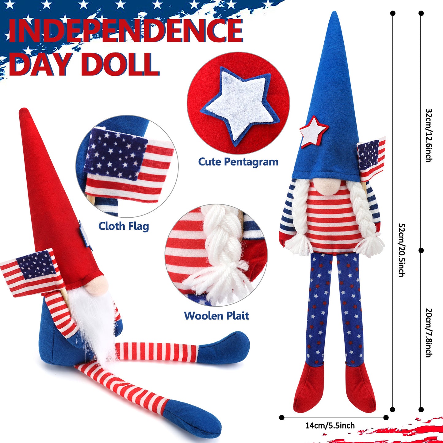Ayieyill 2Pcs 4th of July Gnomes Patriotic Gnomes Decorations