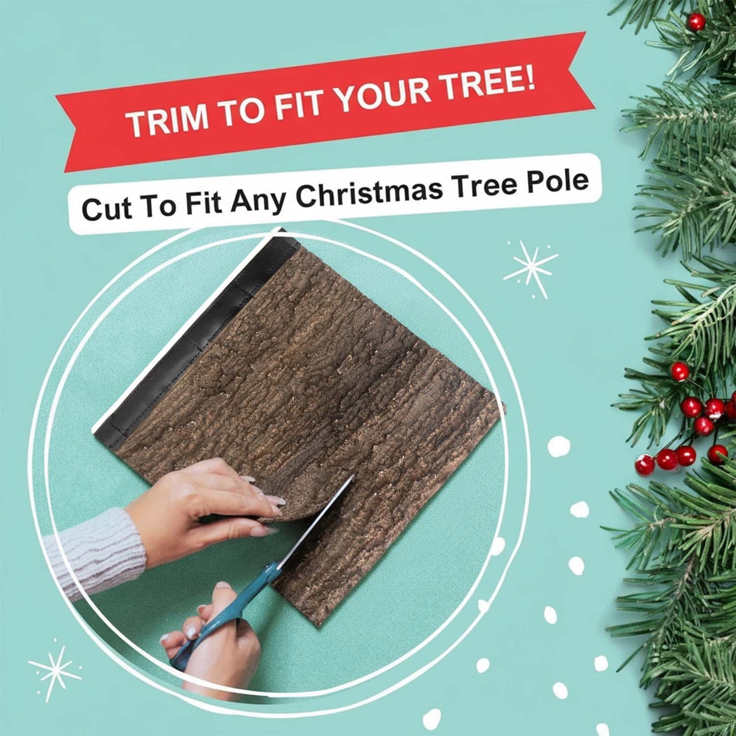 Ayieyill Faux Brown Bark Xmas Tree Skirt Hides Fake Pole