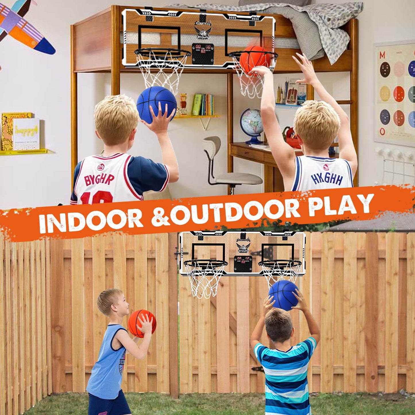 Ayieyill 2 Player Indoor Basketball Hoop for Kids, Mini Basketball Hoop for Door with 4 Balls, Basketball Toys for Boys Girls Bedroom Office