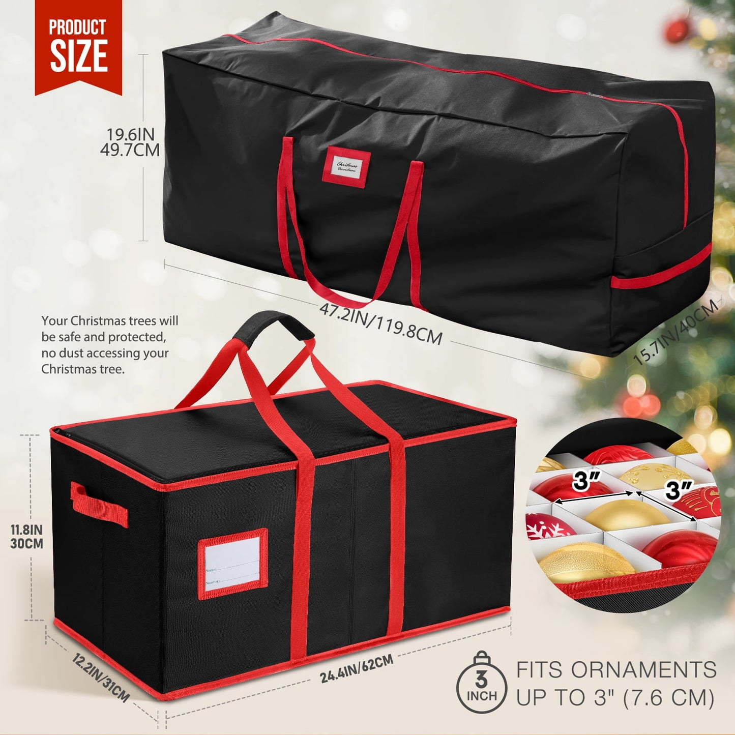 Ayieyill Christmas Tree Storage Bag and Christmas Ornament Storage Fits Up to 128 Ornament