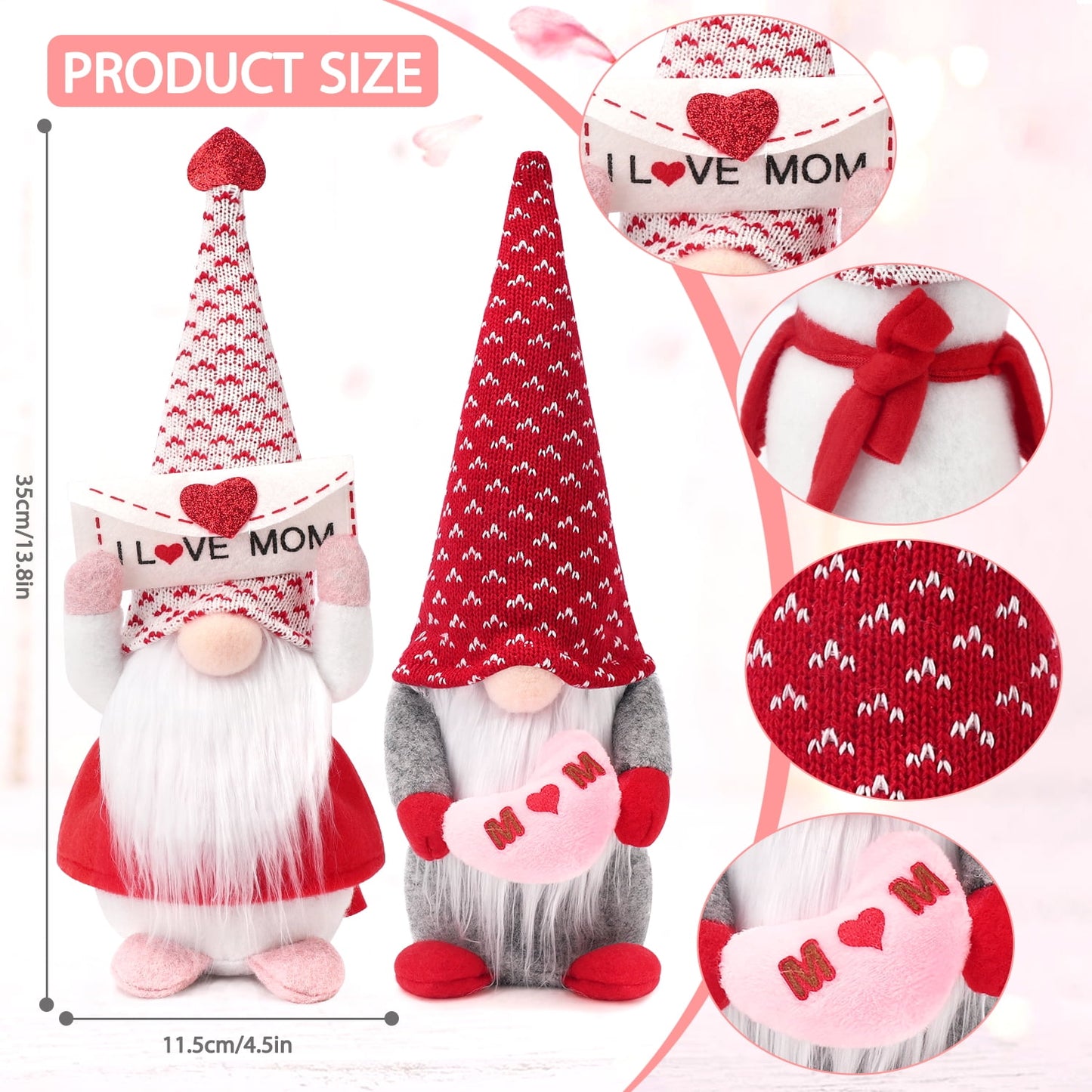 Ayieyill 2Pcs Mother's Day Decorations Gnomes Plush Decor Mothers Day Gifts, Handmade Envelope