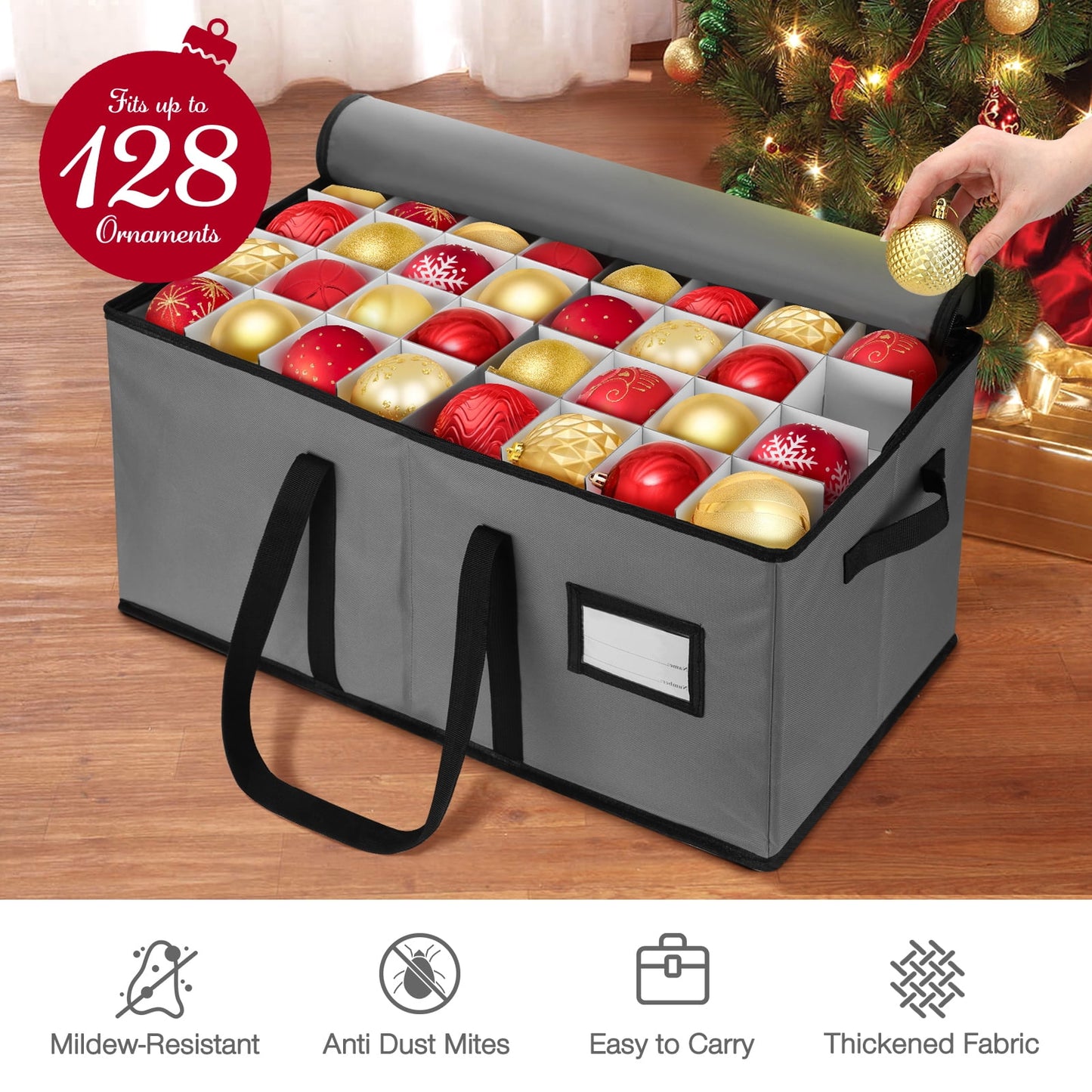Ayieyill Christmas Tree Storage Bag and Christmas Ornament Storage Fits Up to 128 Ornament