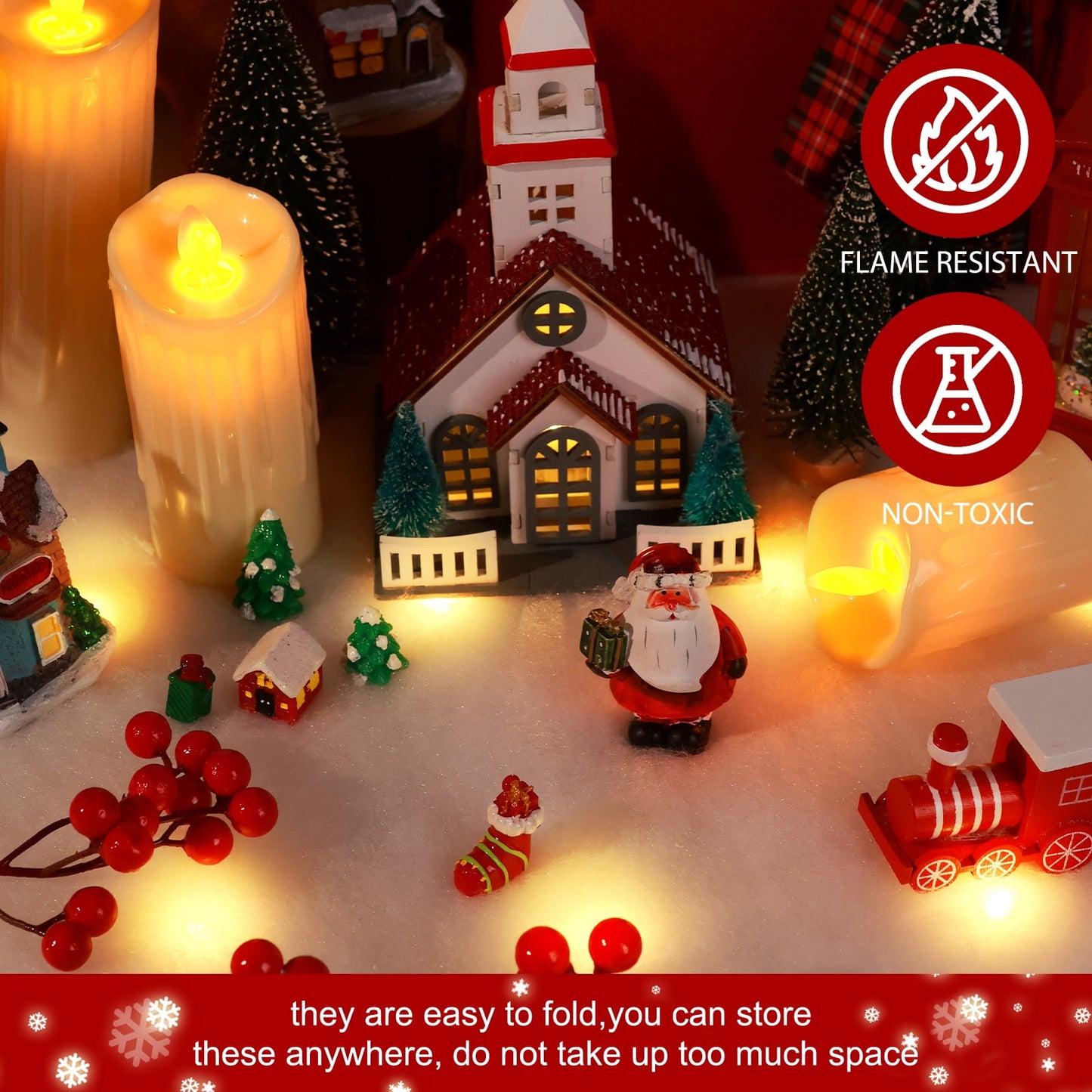 Ayieyill 1Pcs LED Christmas Snow Blanket for Christmas Village, Fake Snow Blanket for Christmas Decoration, Village Display, Under The Christmas Tree( 70 x 17.7 inch)