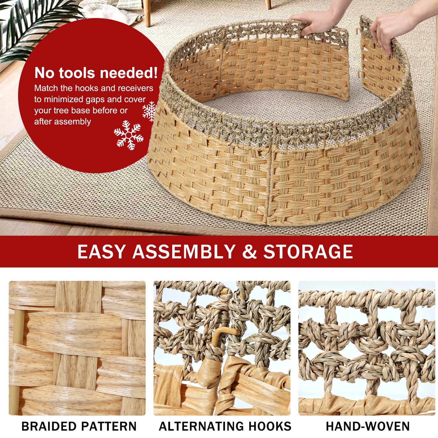 Ayieyill 26 Inch Christmas Tree Collar, Christmas Tree Stand Cover for Christmas Tree Decorations | Wooden