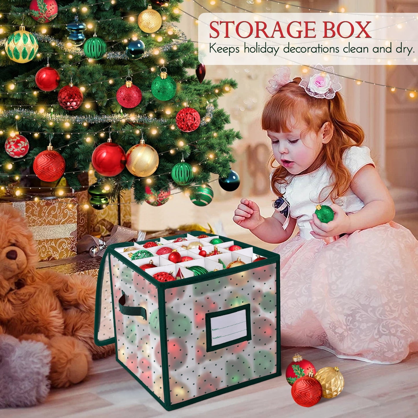 Ayieyill Christmas Ornament Storage Chest, Ornament Storage Box Ornament Organizer