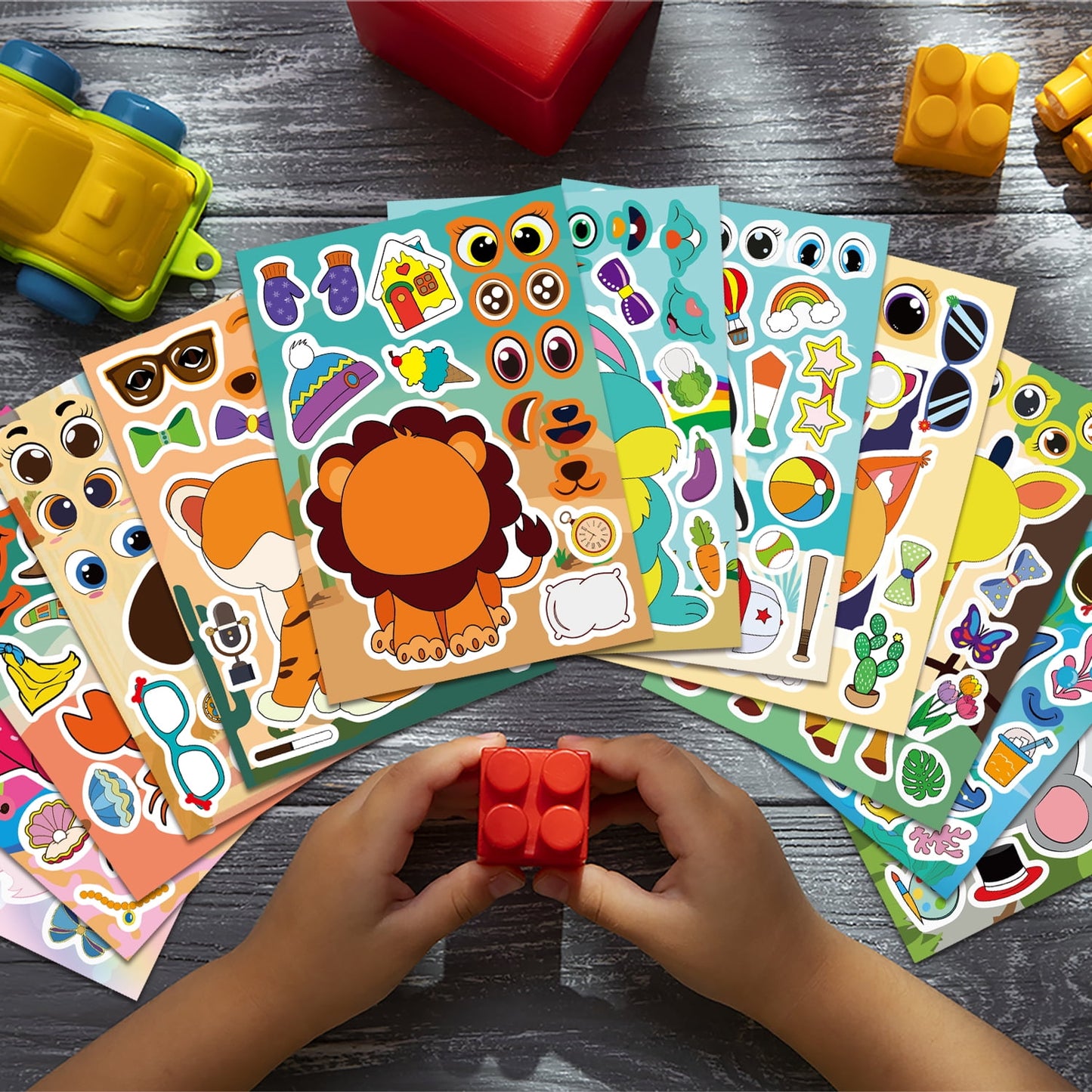 Ayieyill 48PCS Make a Face Animal Stickers Pack for Kids, DIY Sticker Sheets, Party Favors and Goodie Bag Stuffers