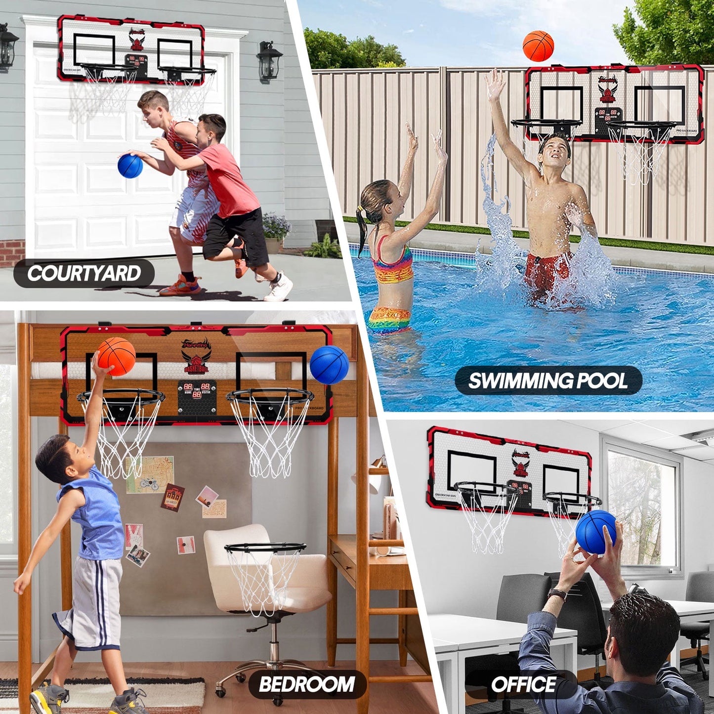 Ayieyill 2 Player Indoor Basketball Hoop for Kids, Mini Basketball Hoop for Door | 4 Balls | Basketball Toys | Boy Toys | Bedroom Office