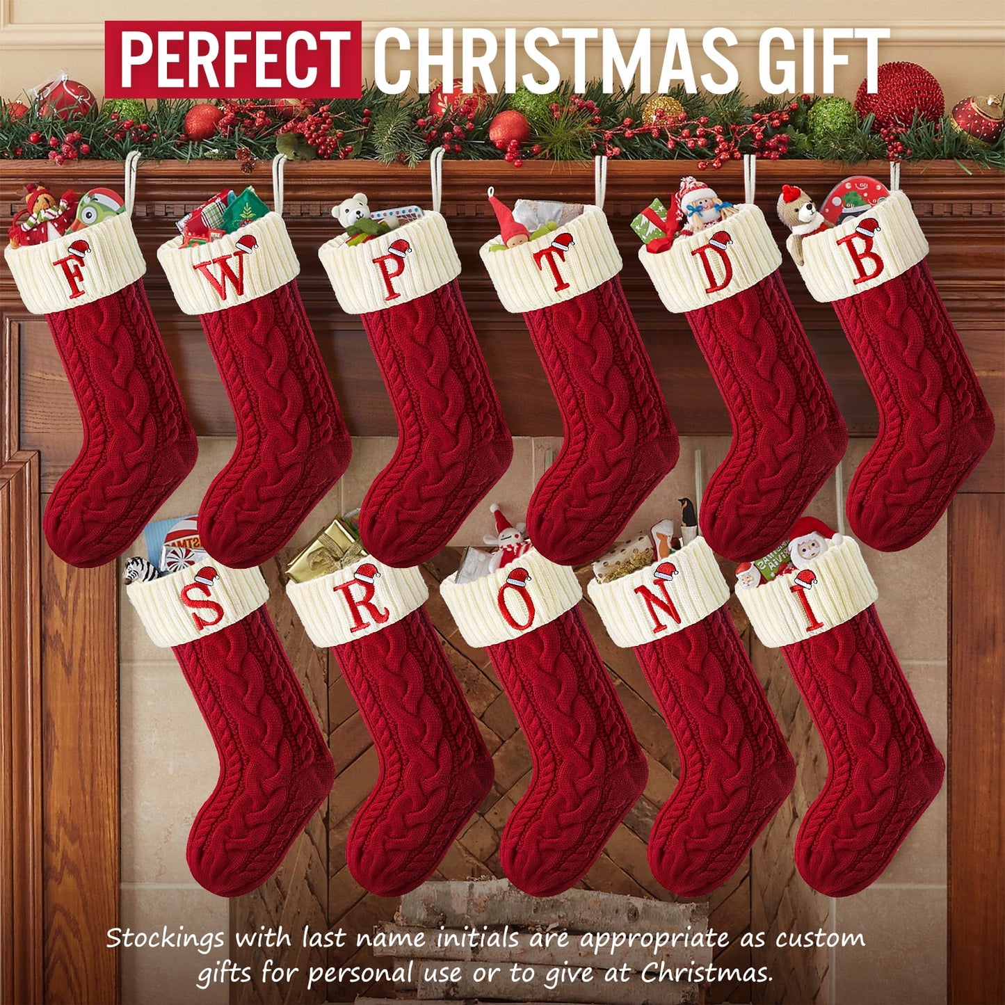 Ayieyill Christmas Stockings with Letters, Super Soft Monogram Christmas Stockings Xmas Gift | 20 Inches