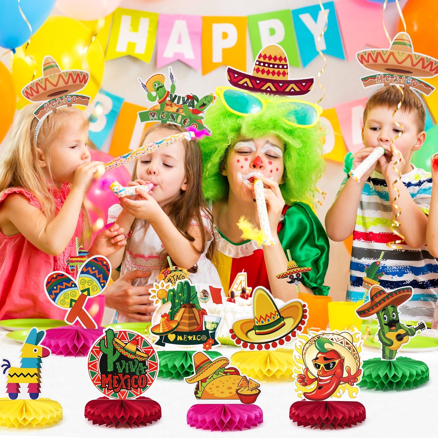 Ayieyill 45PCS Mexican Decorations, Cinco De Mayo Fiesta Decorations for Fun Fiesta Hat Party Supplies