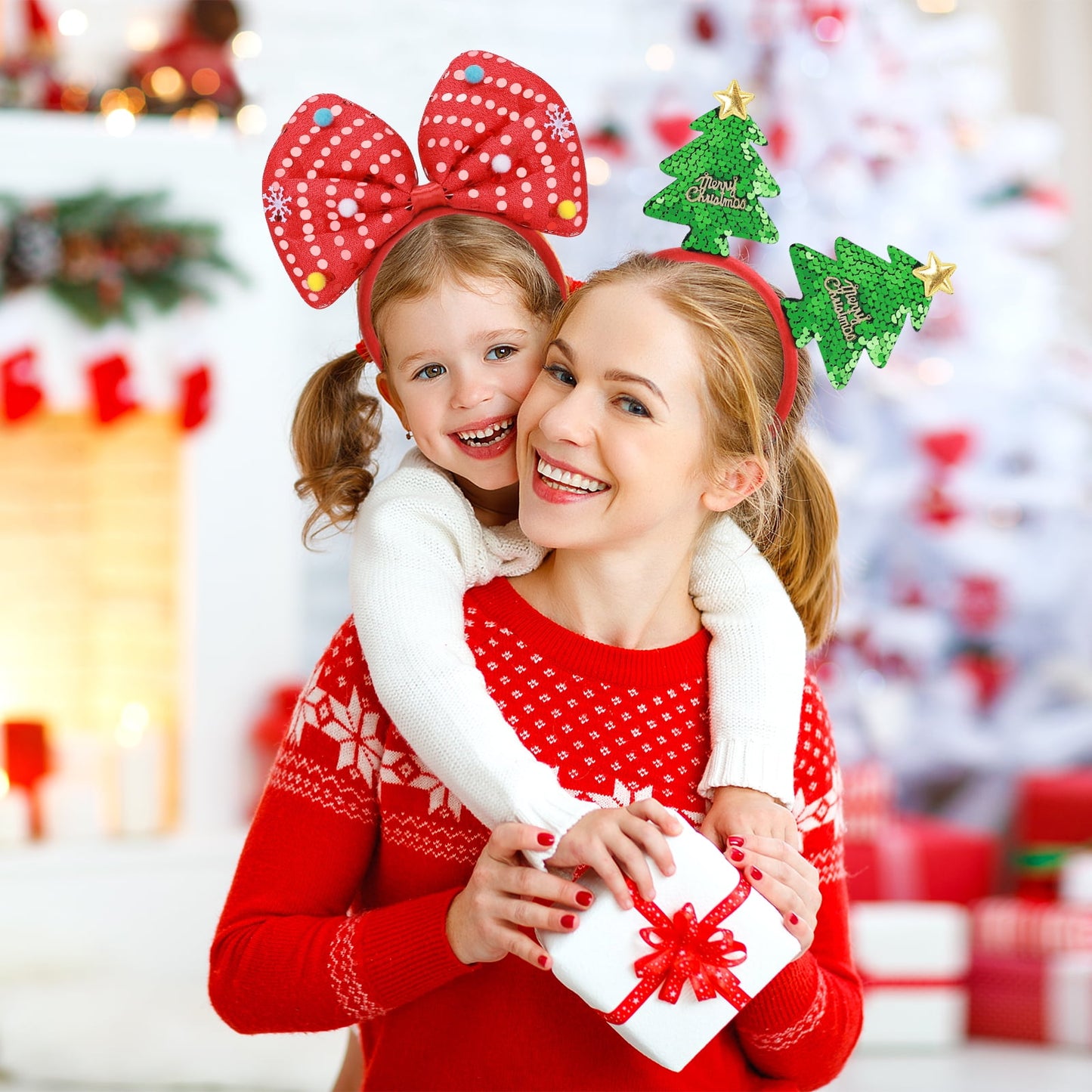 Ayieyill Christmas Headbands 8pcs Holiday Headbands Christmas Hair Accessories Christmas Decorations