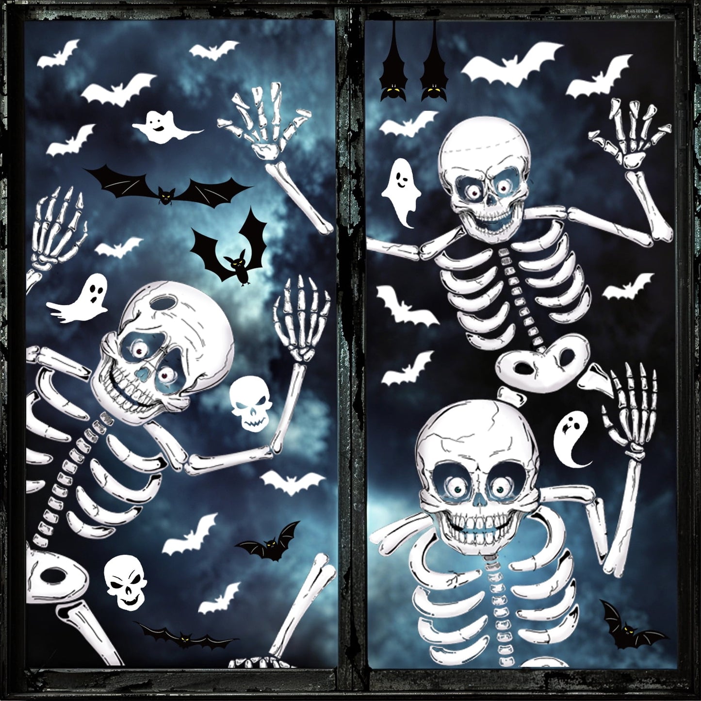 Ayieyill Halloween Window Clings Decorations, Skeleton Decals Halloween Window Stickers for Glass Windows
