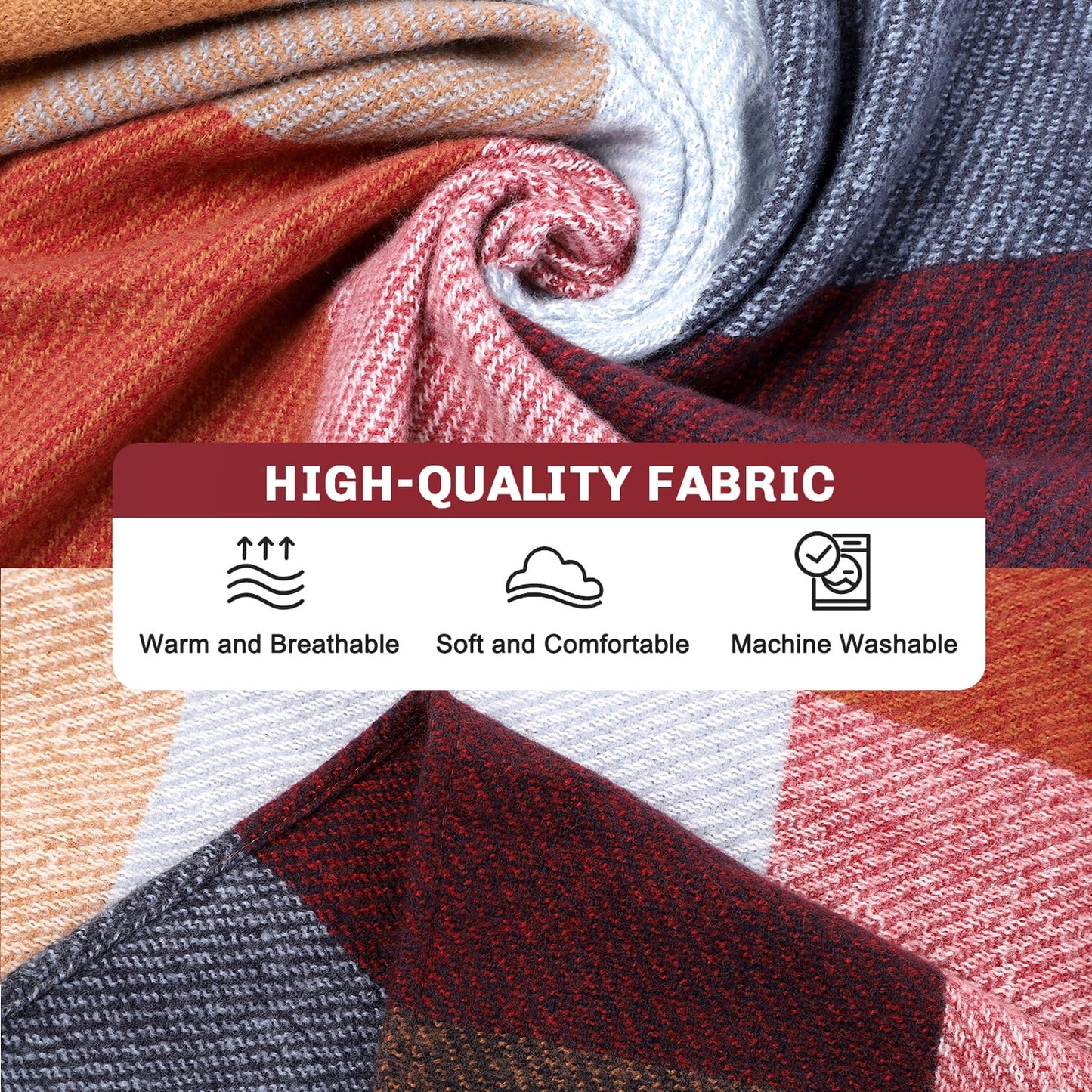 Ayieyill Shawl Wraps for Women Women's Poncho Open Front Boho Knitted Plaid Blanket Scarf Cape