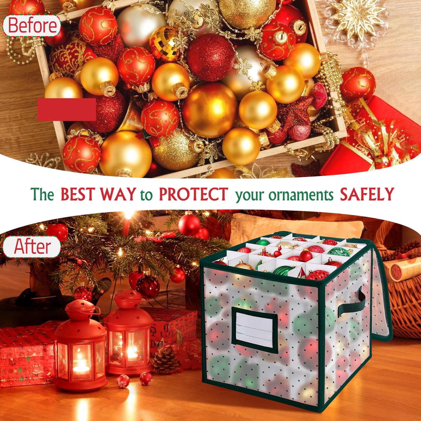 Ayieyill Christmas Ornament Storage Chest, Ornament Storage Box Ornament Organizer