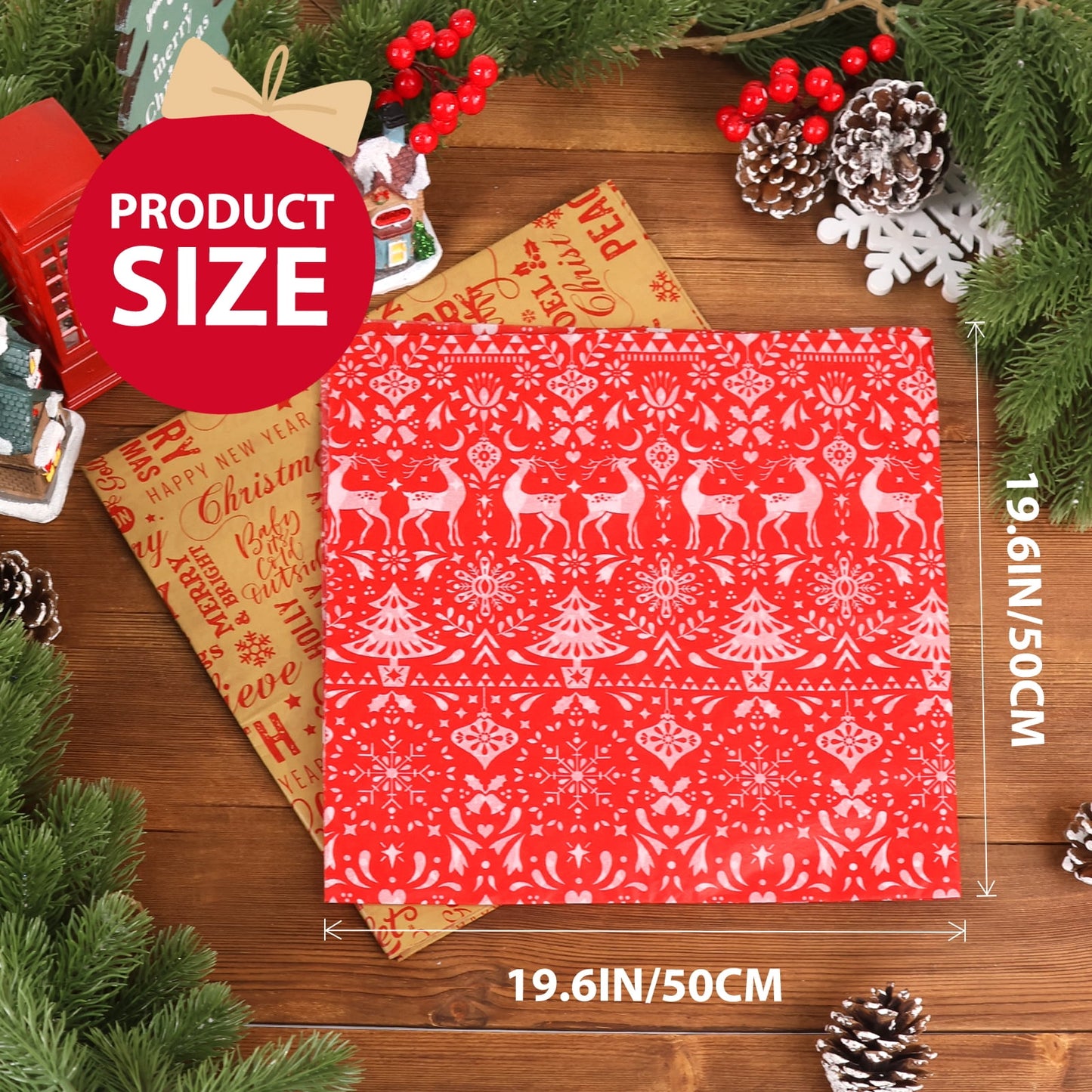 Ayieyill 70pcs Christmas Tissue Paper Sheets Christmas Wrapping Paper Xmas Tissue Paper for Gift Bags Gift Wrap