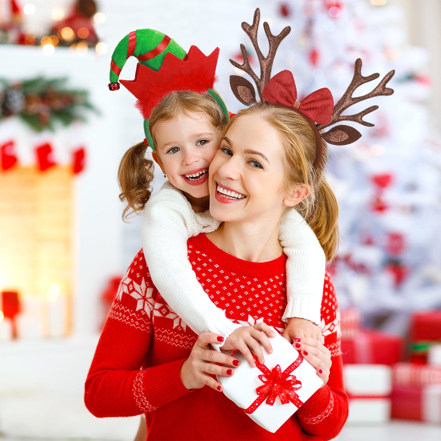 Ayieyill Christmas Headbands 8pcs Holiday Headbands Christmas Hair Accessories Christmas Decorations