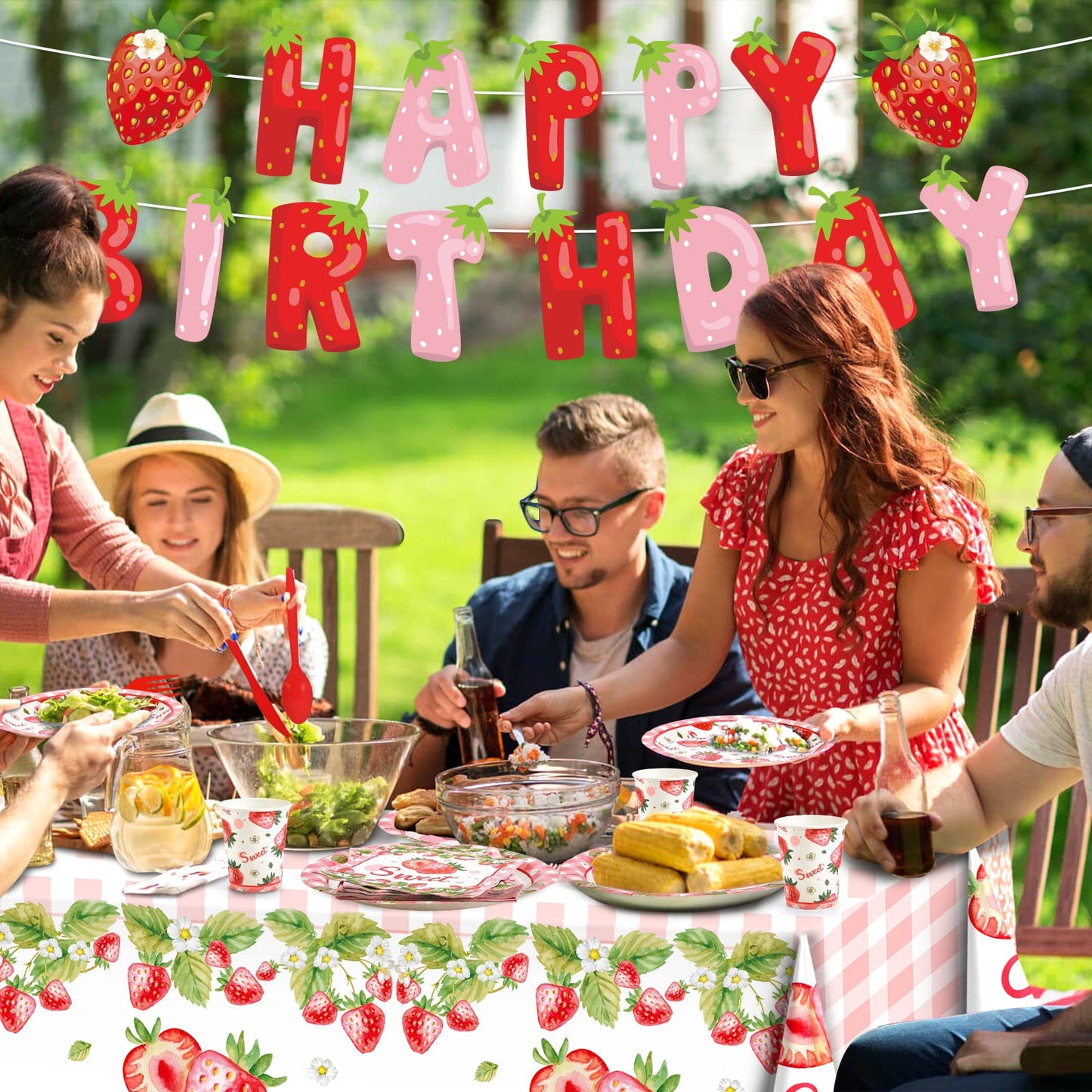 Ayieyill 170Pcs Happy Birthday Decorations Kit, Birthday Party Supplies Set for 24 Guests, Includes Plates and Cups and Napkins Straws Sets