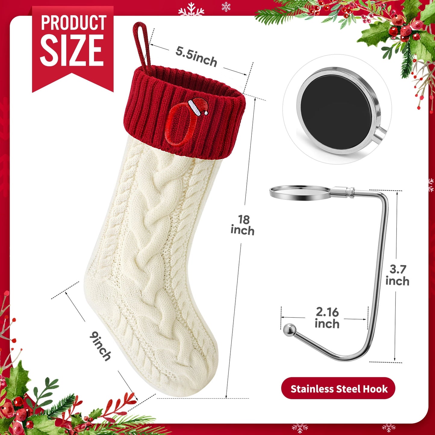 Ayieyill Christmas Stockings with Letters, Super Soft Monogram Christmas Stockings Xmas Gift | 20 Inches