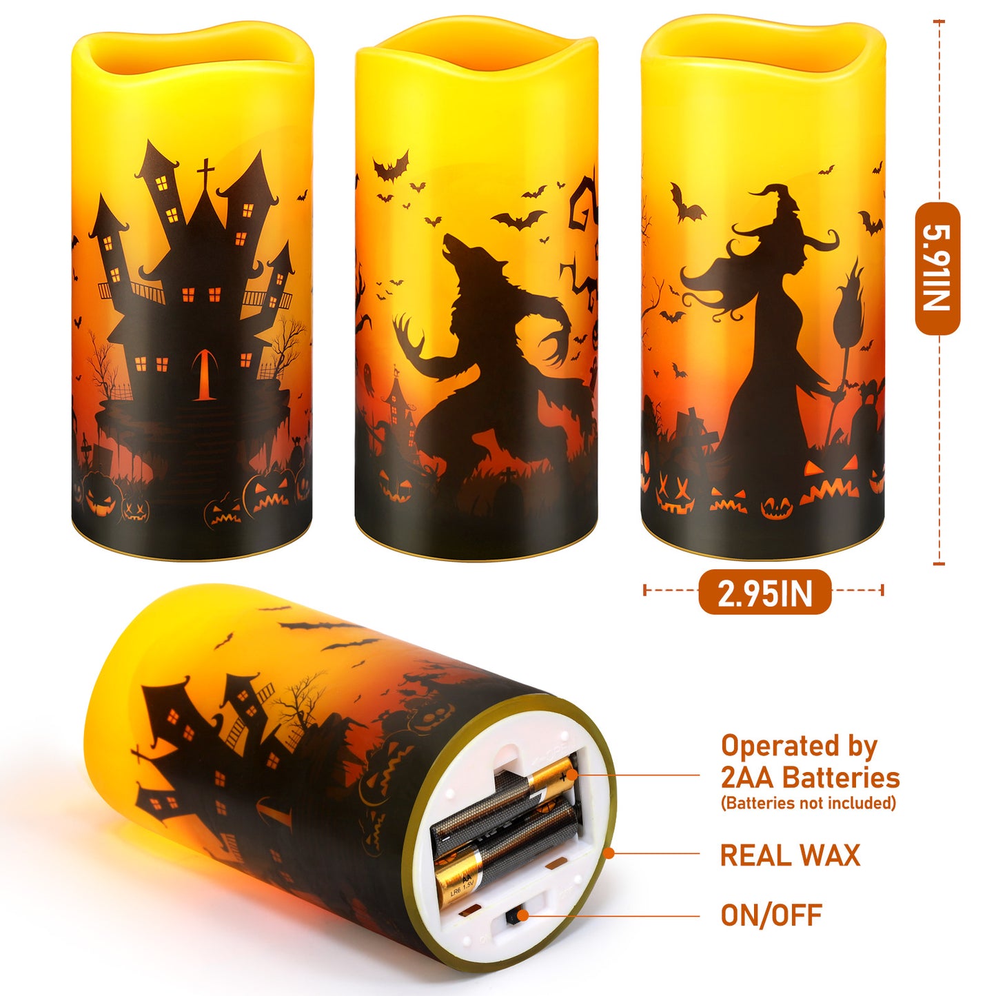 Ayieyill Halloween Flameless Candles 3PC Halloween Decor
