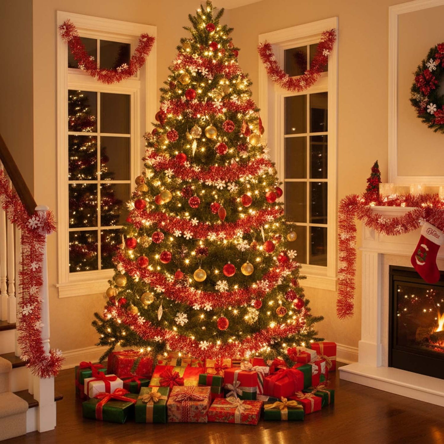 Ayieyill 33ft Tinsel Garland Hanging Christmas Tree Garland for Christmas Tree Decorations Indoor