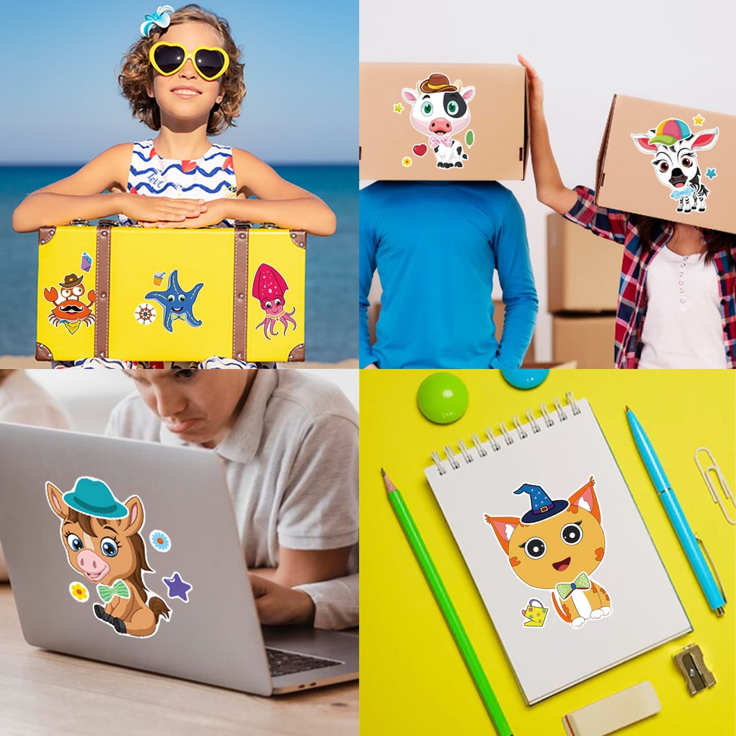 Ayieyill 48PCS Make a Face Animal Stickers Pack for Kids, DIY Sticker Sheets, Party Favors and Goodie Bag Stuffers