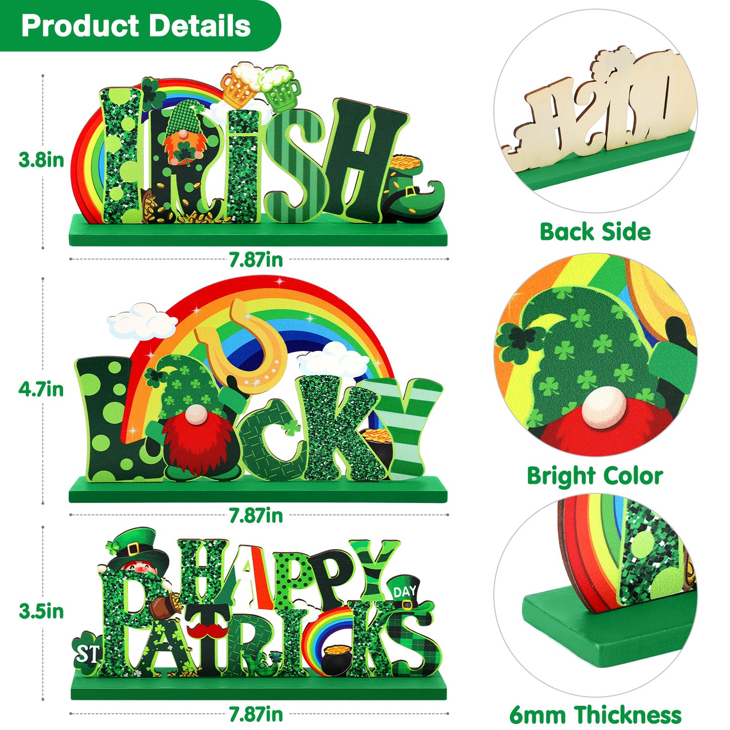 Ayieyill 3 Pcs St. Patrick's Day Decorations Cute Saint Patricks Day Decorations