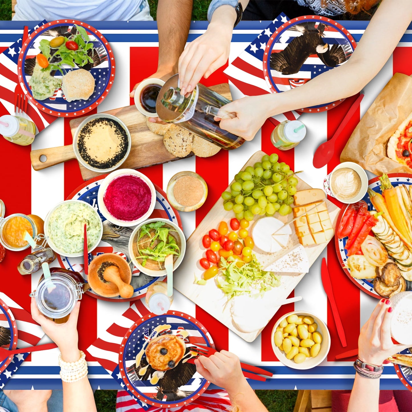 Ayieyill 170Pcs 4th of July Decorations Party Supplies, Fourth of July Decorations, Independence Day Party Serves 24