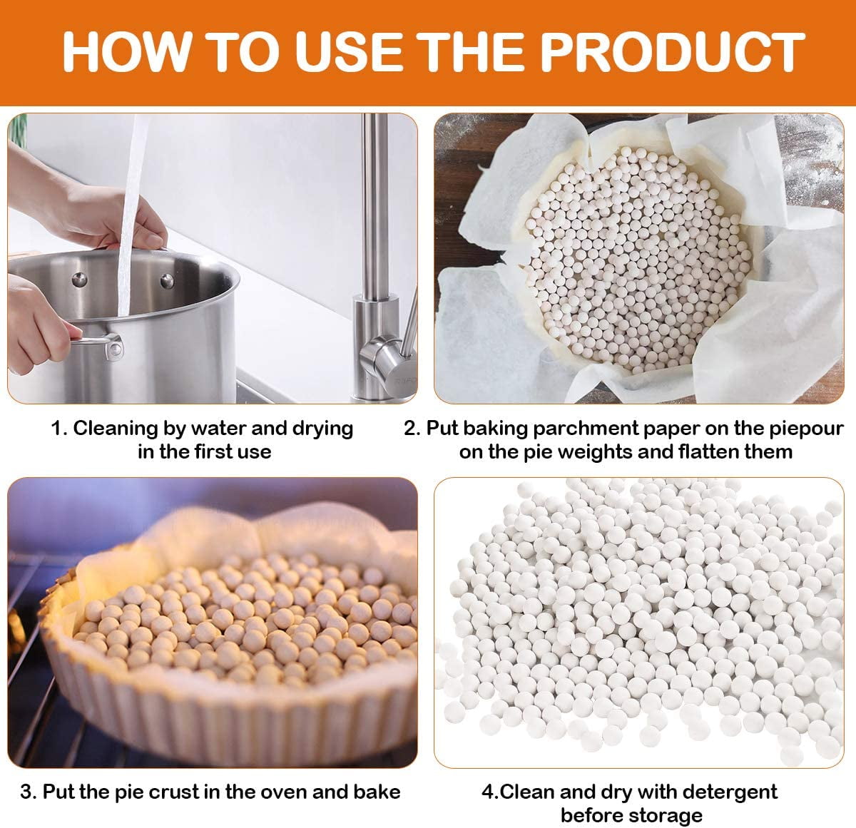 Ayieyill 2.2Lb Ceramic Pie Weights, Reusable 10mm Bake Pastry Baking Beans Cake Pie Crust Weights
