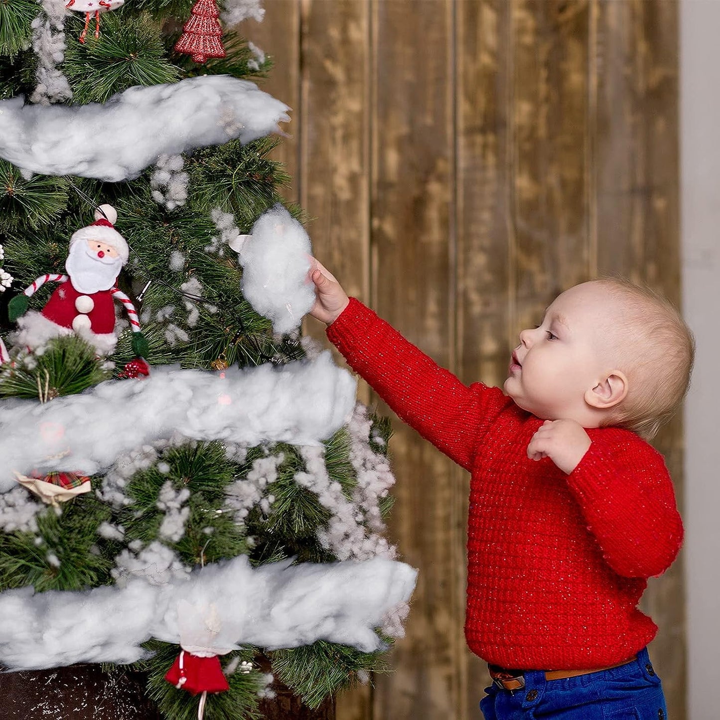 Ayieyill 350g/12.35oz Christmas Fake Snow Decor Artificial Snow Fluffy Fiber Stuffing Snow Covering
