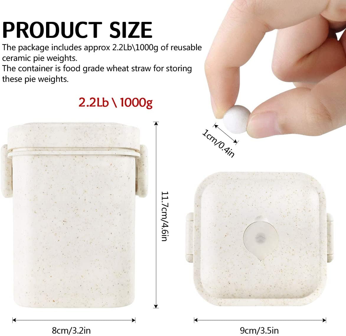 Ayieyill 2.2Lb Ceramic Pie Weights, Reusable 10mm Bake Pastry Baking Beans Cake Pie Crust Weights
