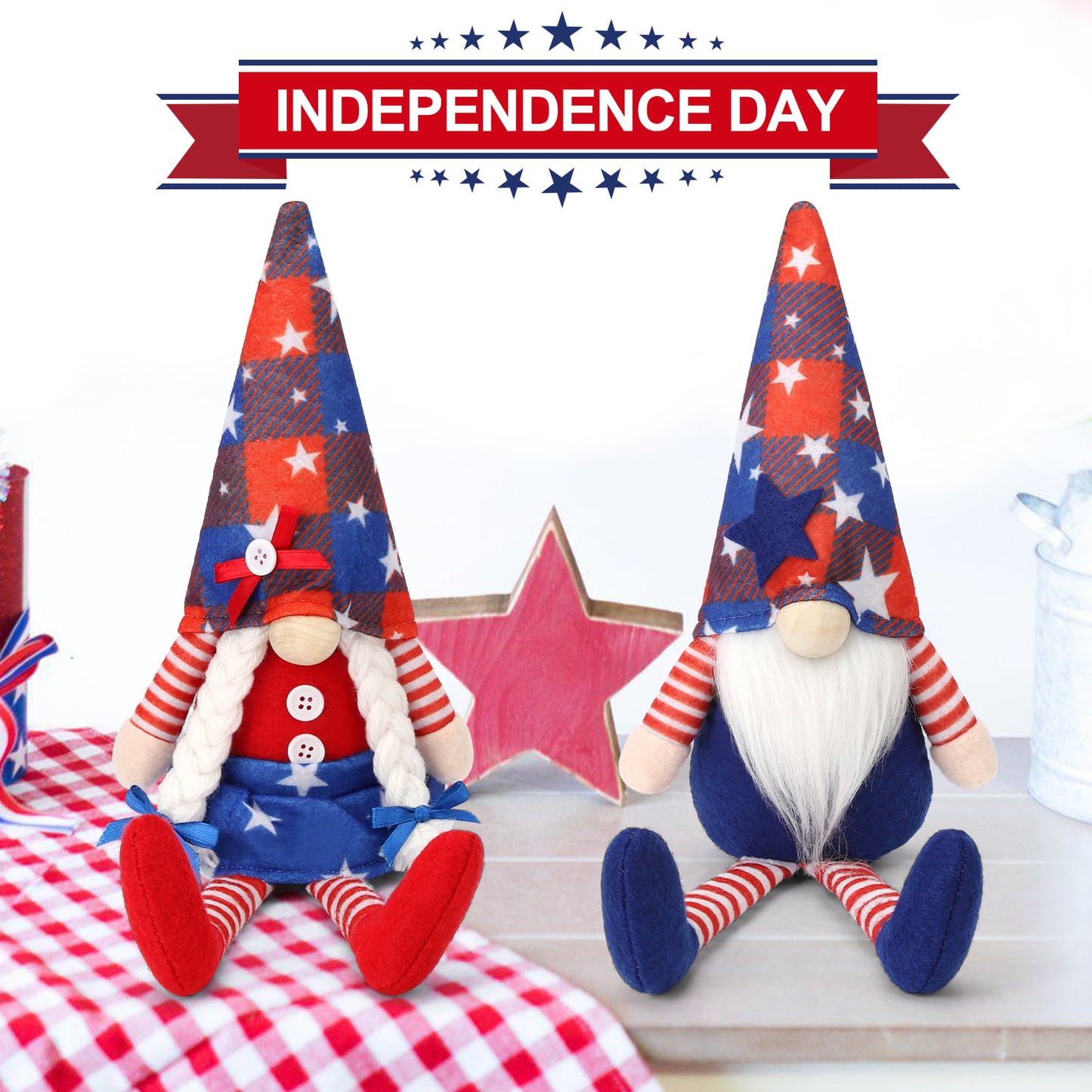 Ayieyill 2Pcs 4th of July Gnomes Patriotic Gnomes Decorations