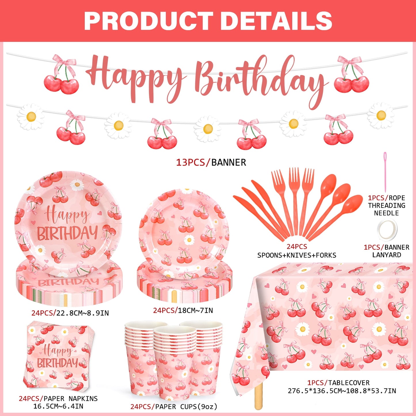 Ayieyill 170Pcs Happy Birthday Decorations Kit, Birthday Party Supplies Set for 24 Guests, Includes Plates and Cups and Napkins Straws Sets