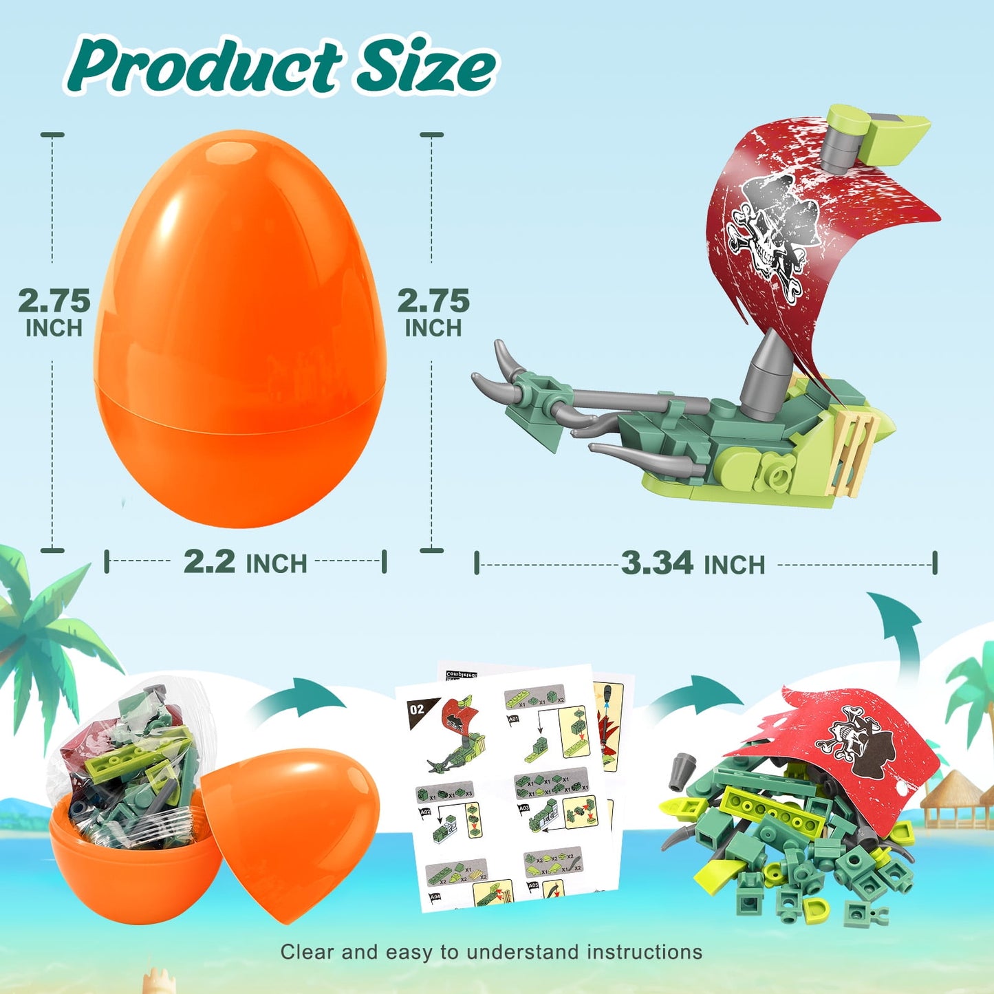 Ayieyill 12Pcs Prefilled Easter Eggs - Toy Filled Easter Eggs Filled with Pull-Back Construction Vehicles