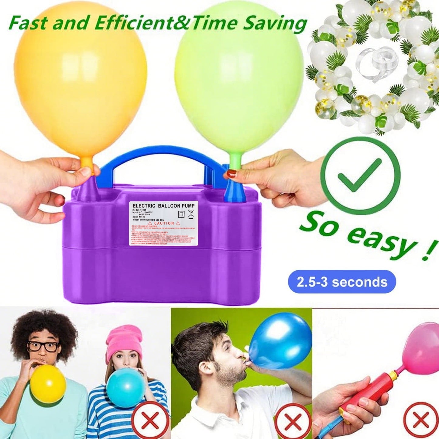 Ayieyill Balloon Pump Electric, Portable Dual Nozzle Electric Balloon Blower Machine, Balloon Inflator Air Pump for Party Decorations