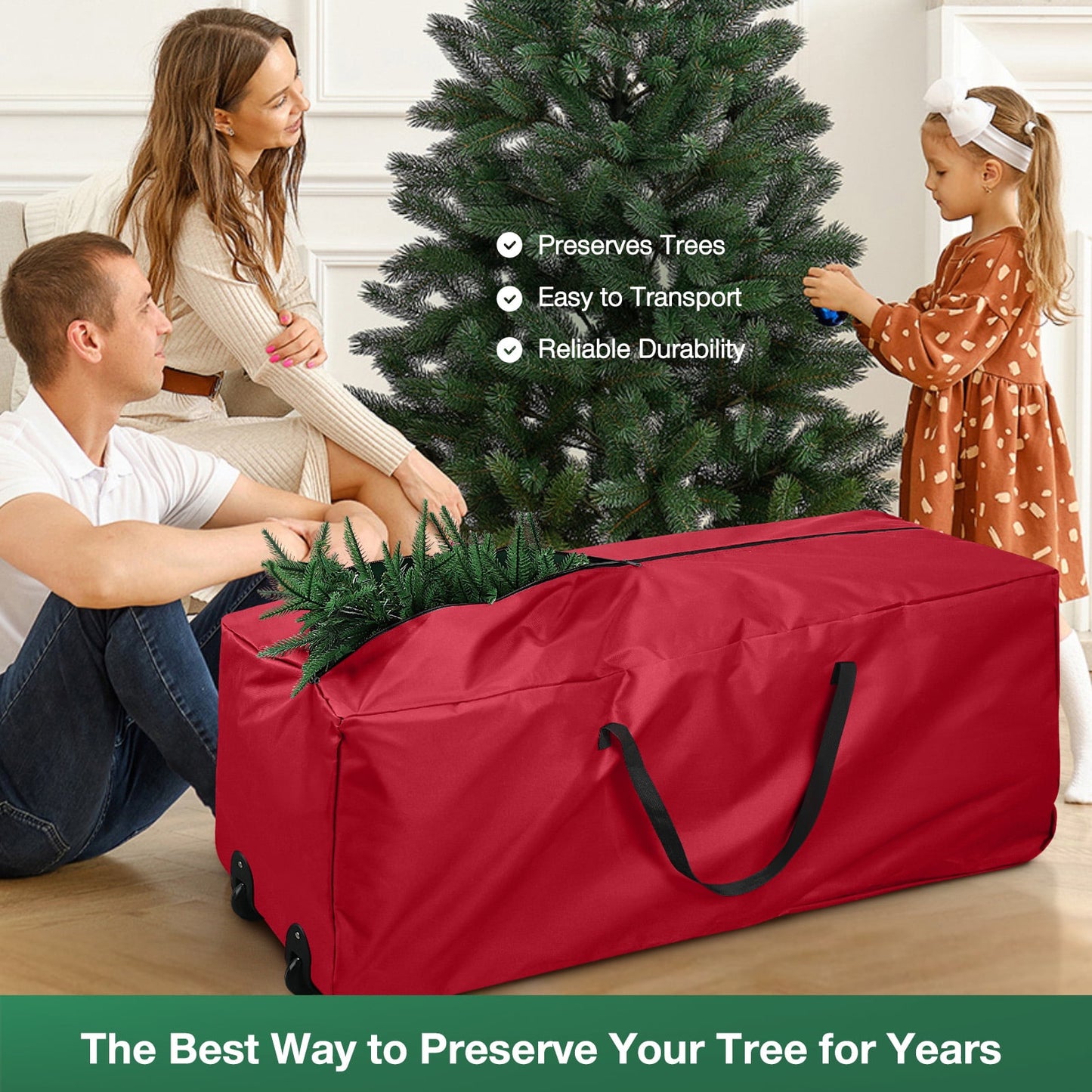 Ayieyill Christmas Tree Storage Bag, Moisture Christmas Tree Bag - for 7.5 FT Artificial Trees, Zippered Bag, Carry Handles and Wheels for Easy Transport
