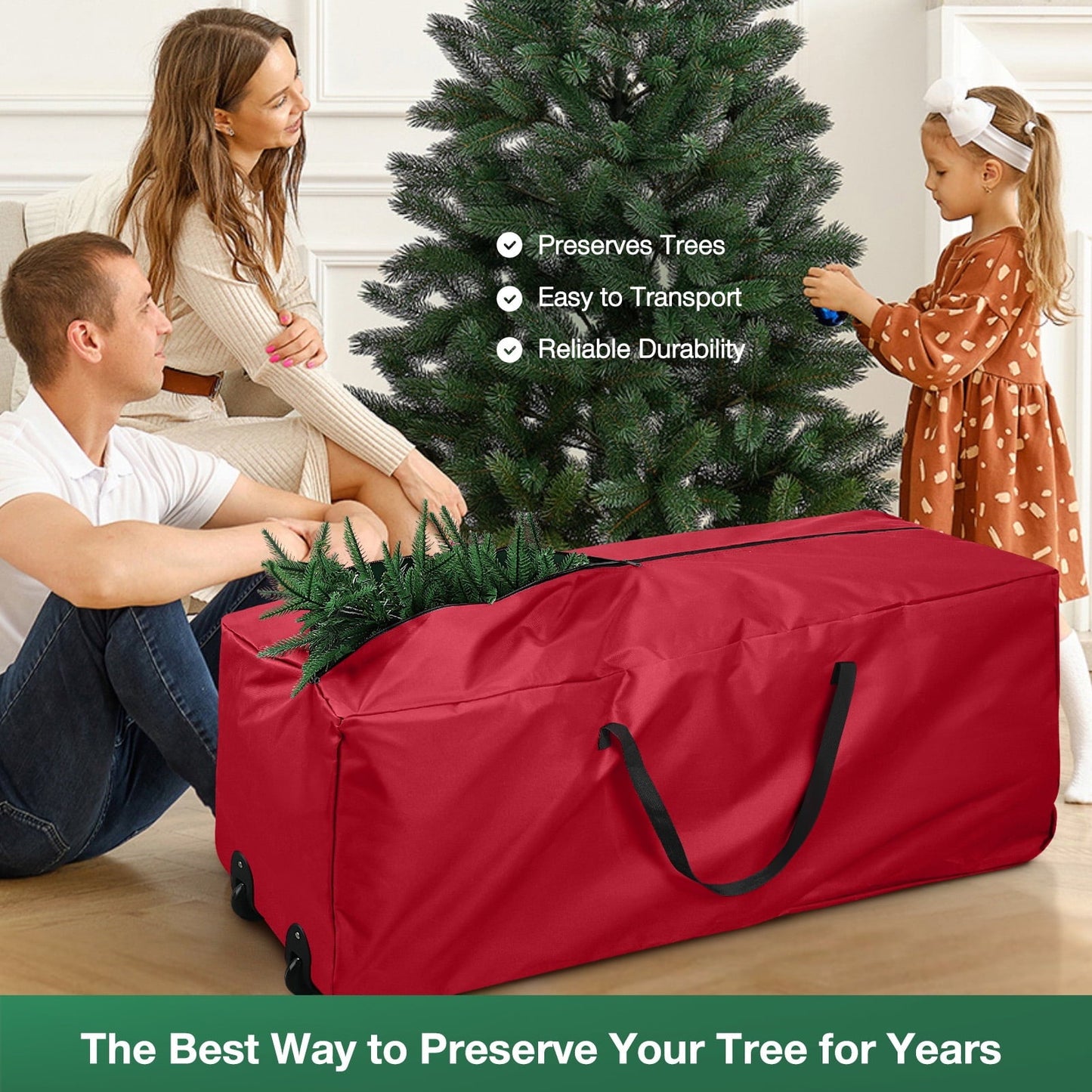 Ayieyill Christmas Tree Storage Bag, Moisture Christmas Tree Bag, Zippered Bag, Carry Handles and Wheels for Easy Transport
