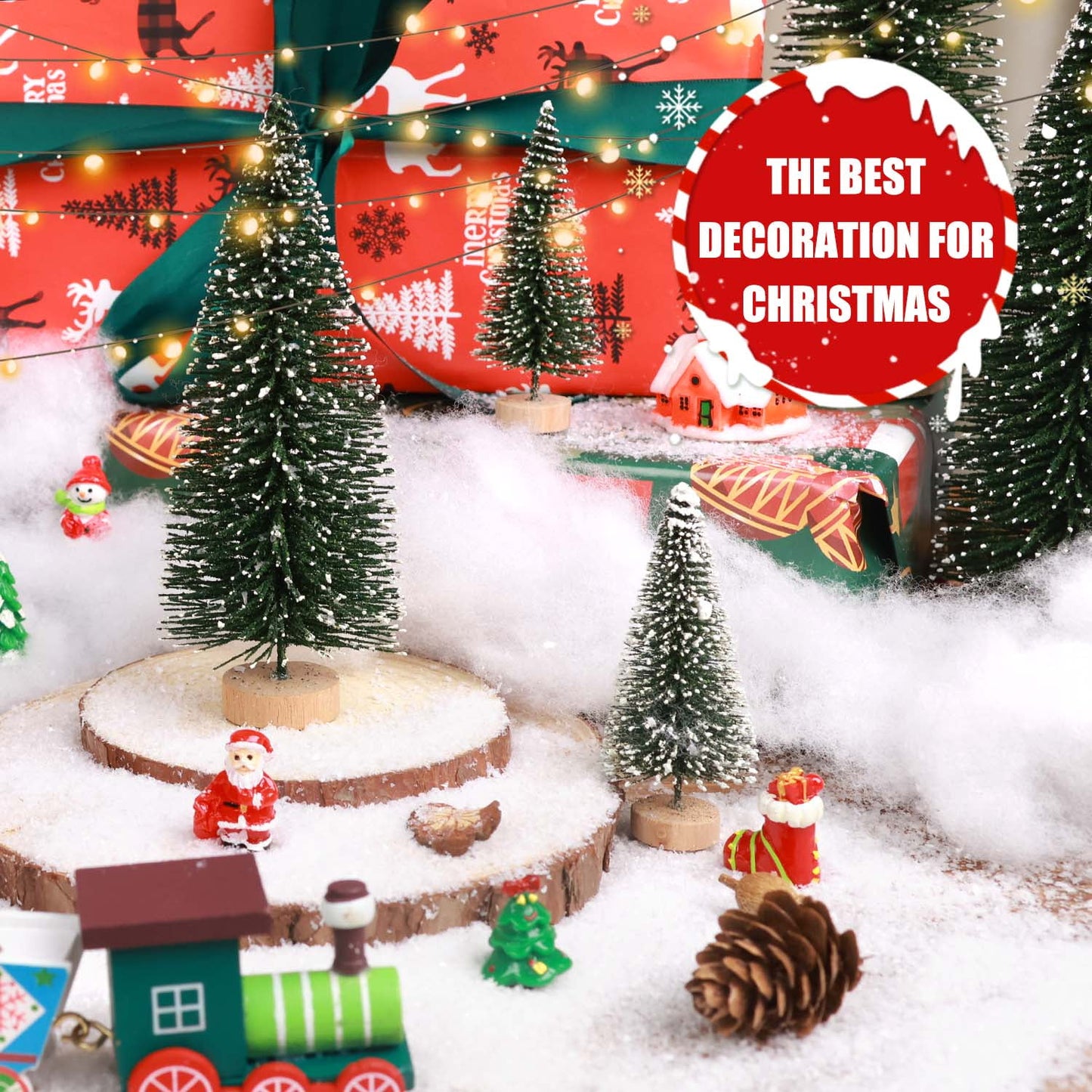 Ayieyill Fake Snow Kits for Christmas (3-Piece Set), Snow Blanket Roll, Cotton-Like Fluffy Snow, Christmas Tree Decorations