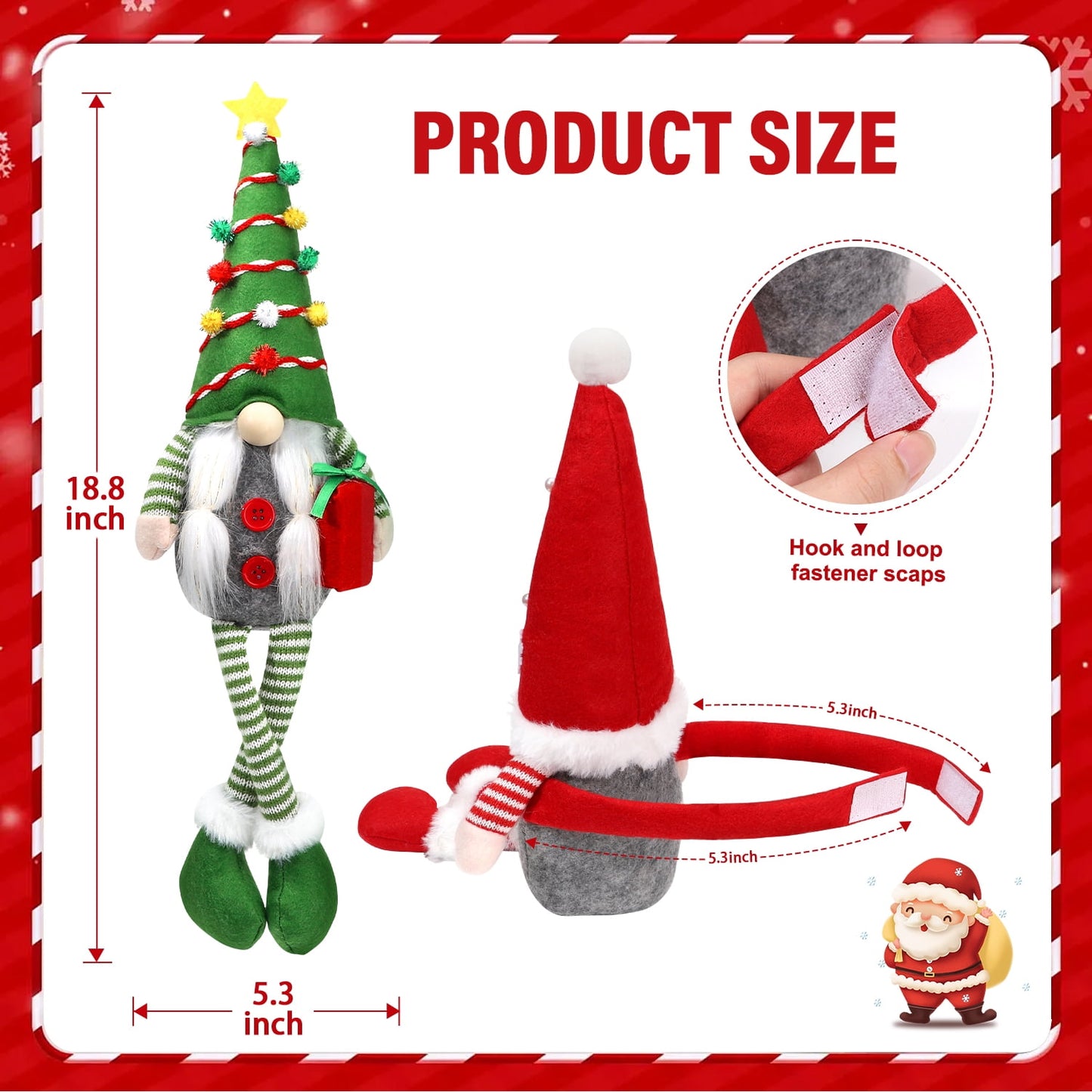 Ayieyill 2Pcs Christmas Elf Plush Dolls, 19" Buckle Curtain Christmas Ornaments Decor, Christmas Gnomes Cute Plush Toys Christmas Decorations Indoor