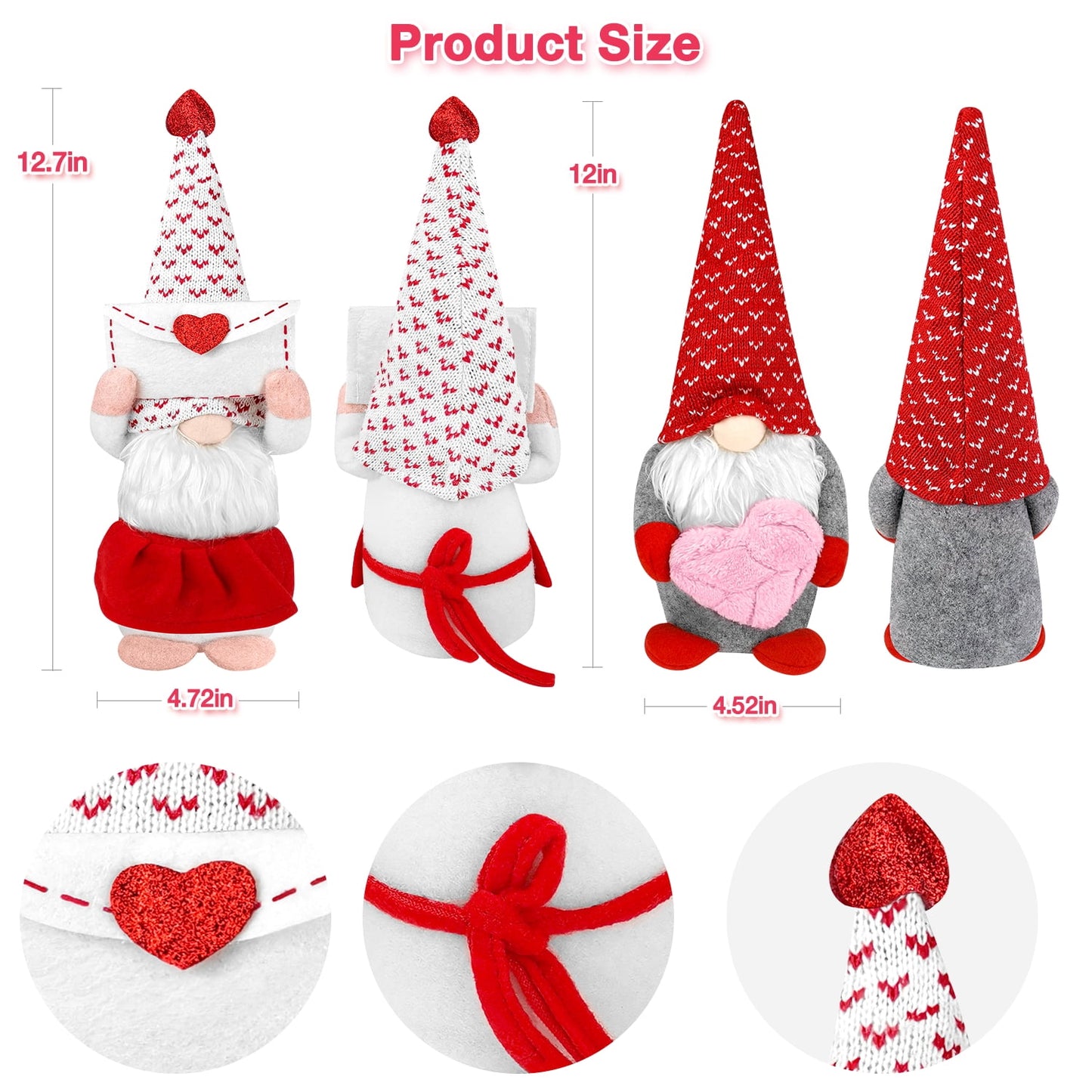 Ayieyill 2pcs Gnome Decor Valentine Day Home Decorations Gnomes Plush,Mr and Mrs Handmake Scandinavian Tomte