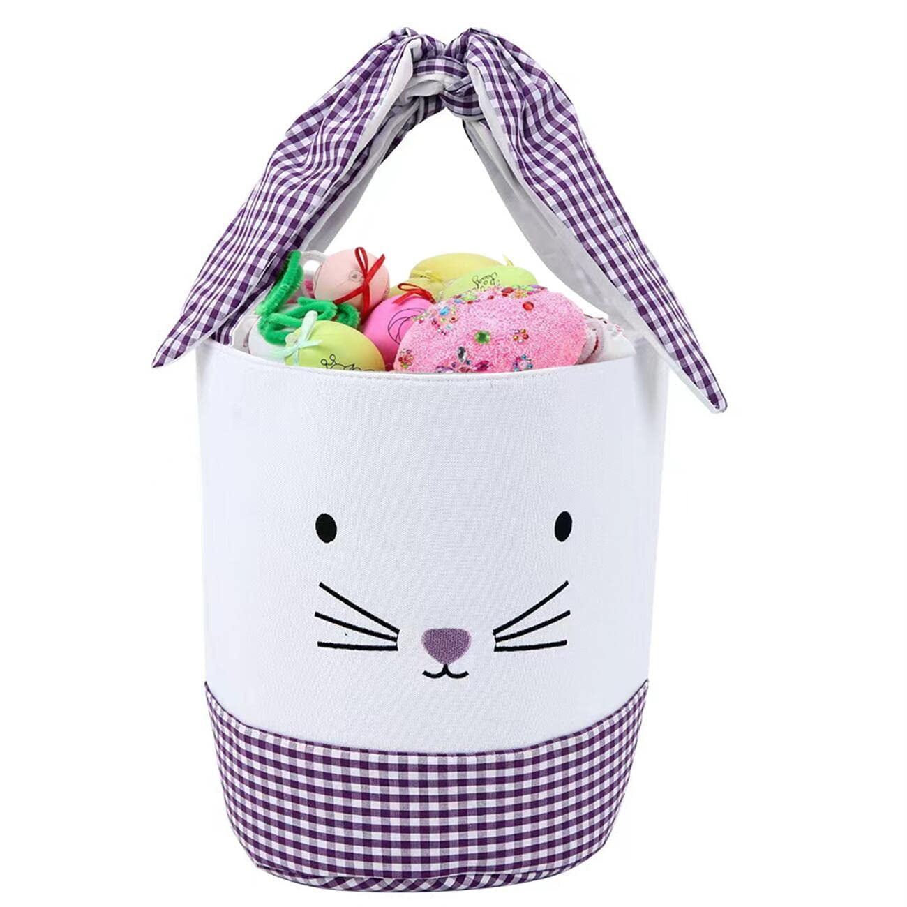Ayieyill Easter Basket, Easter Bunny Baskets for Kids with Cute Rabbit Ears Stripe, Easter gift baskets
