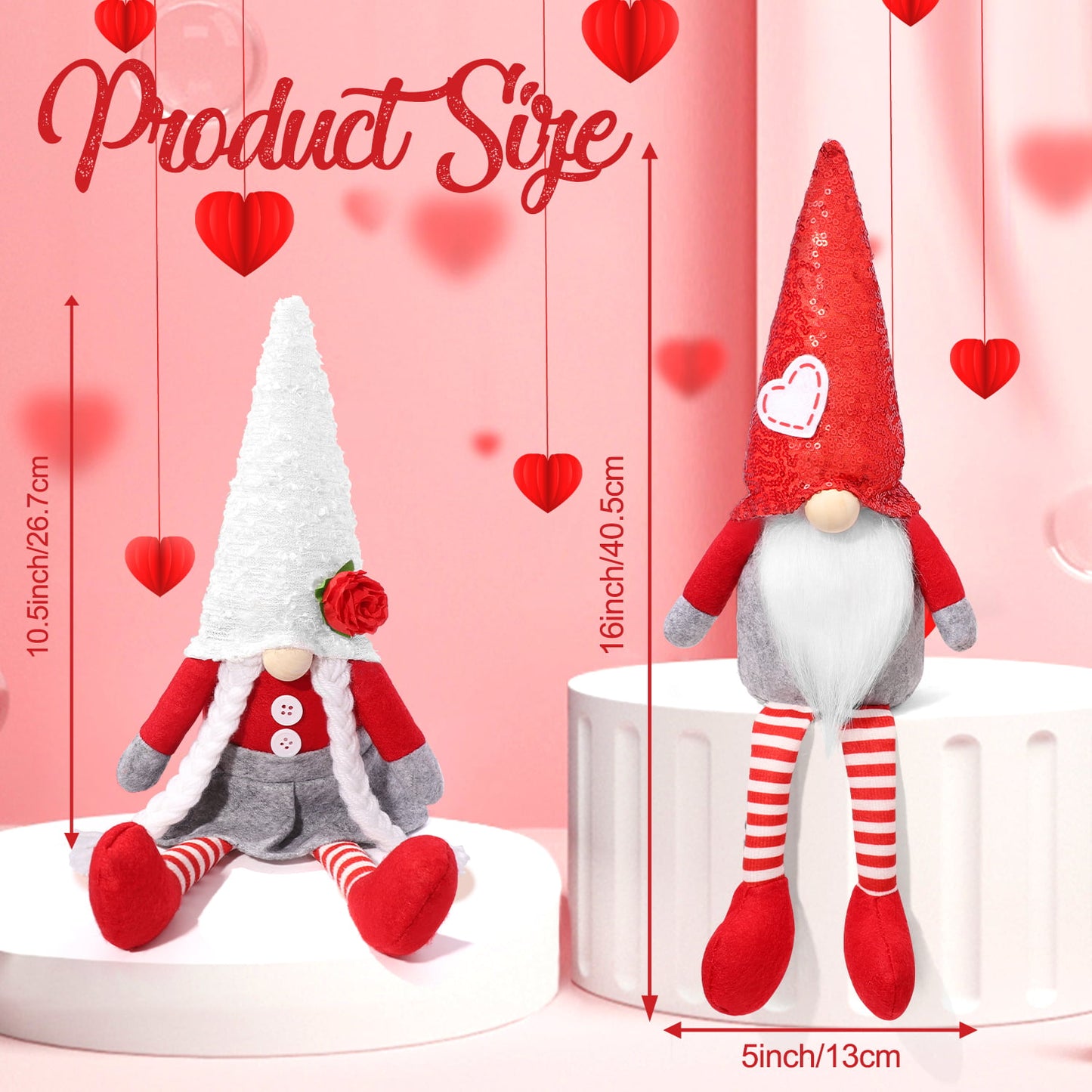 Ayieyill Valentines Day Gnome Plush Elf Decorations - 2PCS Mr and Mrs Handmake Scandinavian Tomte