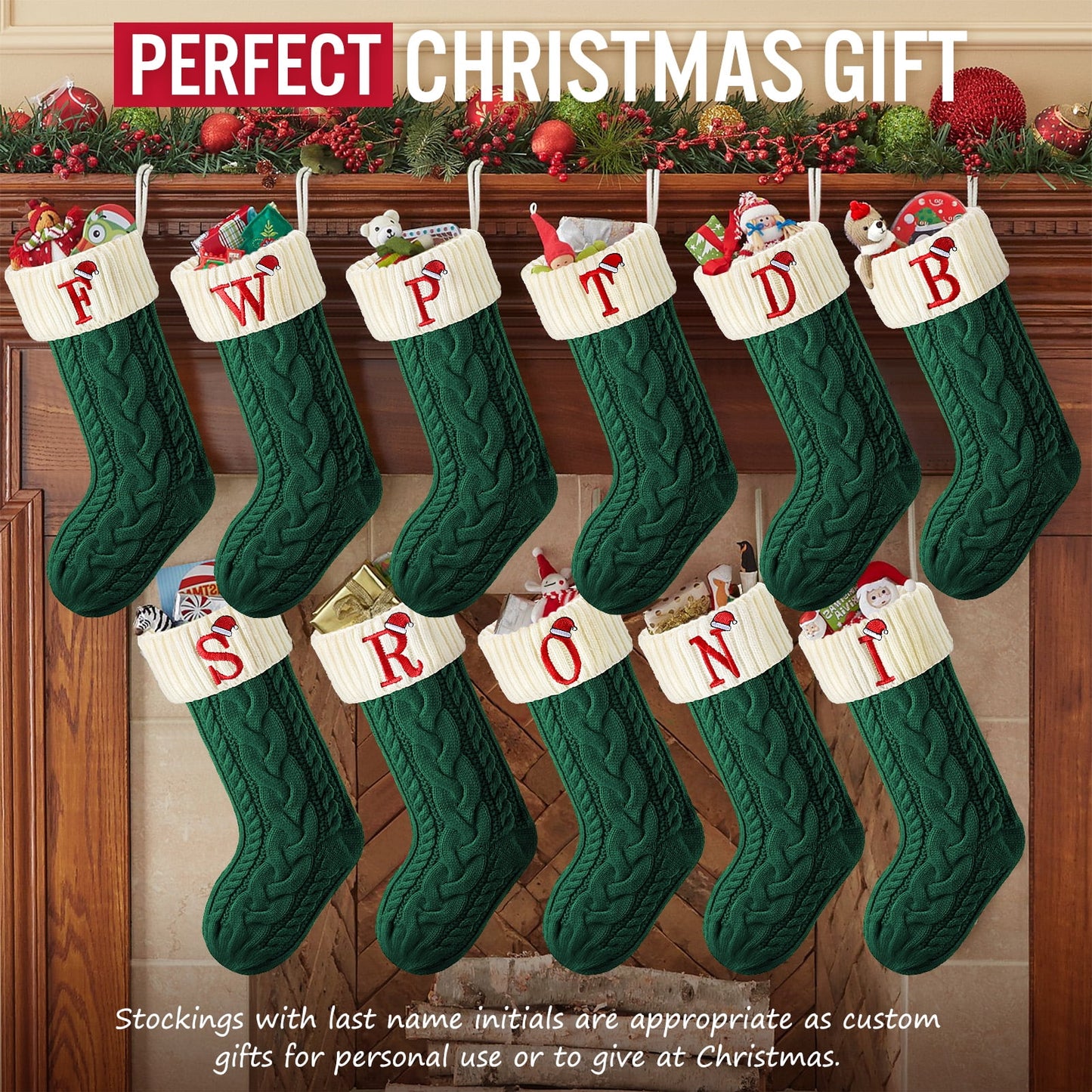 Ayieyill Christmas Stockings with Letters, Super Soft Monogram Christmas Stockings Xmas Gift | 20 Inches