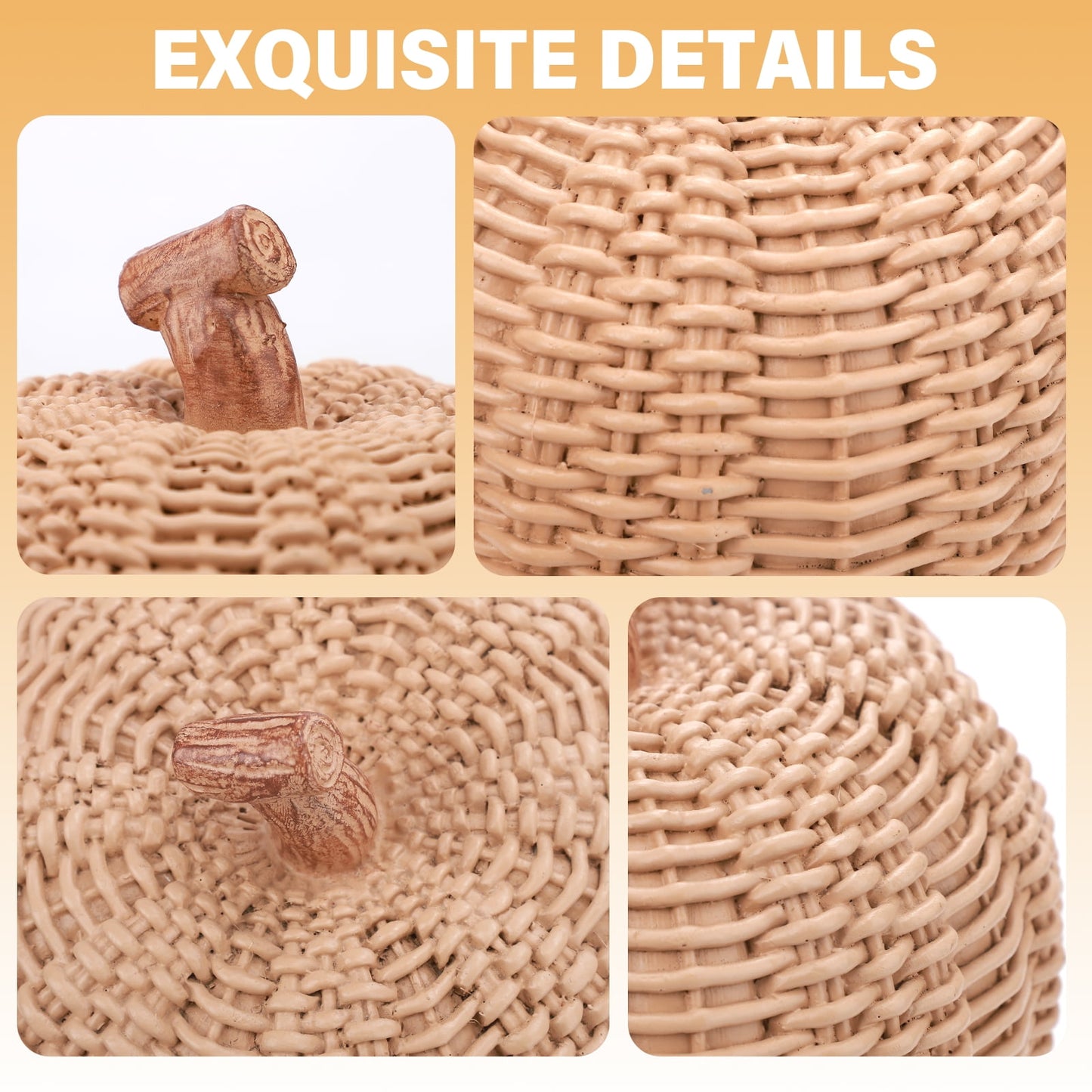 Ayieyill 2pcs Resin Pumpkin Figurines with Woven Texture Fall Decor Autumn Decor Thanksgiving Decorations for Home