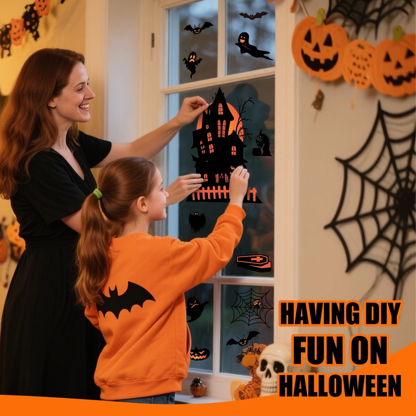 Ayieyill Halloween Window Clings Decorations, Skeleton Decals Halloween Window Stickers for Glass Windows