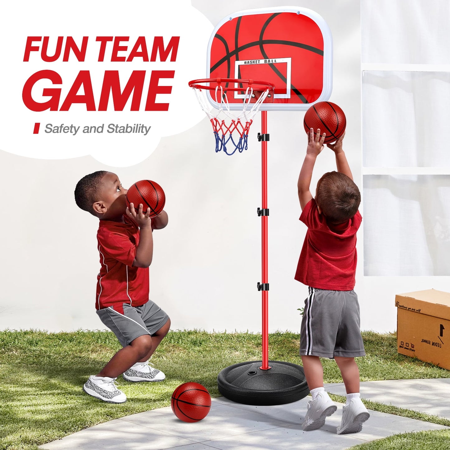 Ayieyill Kids Basketball Hoop, Basketball Hoop Indoor Adjustable Height 2.8-5 FT - Toddler Basketball Hoop - Basketball Goals Indoor Outdoor Play