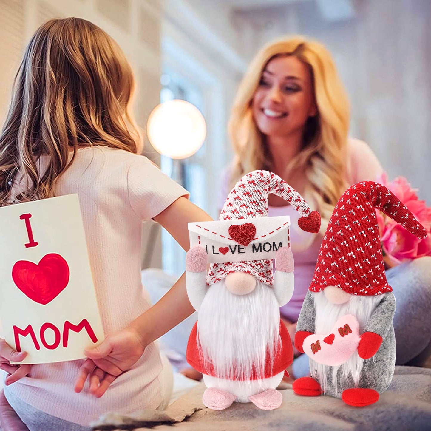 Ayieyill 2Pcs Mother's Day Decorations Gnomes Plush Decor Mothers Day Gifts, Handmade Envelope