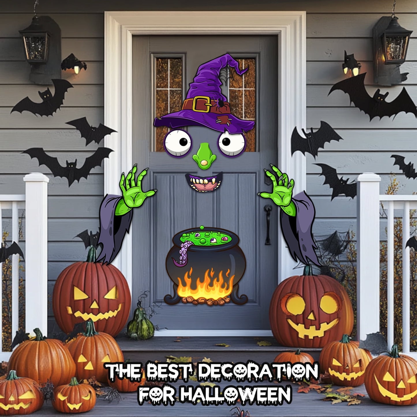 Ayieyill Halloween Trunk or Treat Car Decorations Kit, Scary Witch Face Sticker Halloween Decoration, Halloween Decorations for Car Mantel Garage Door