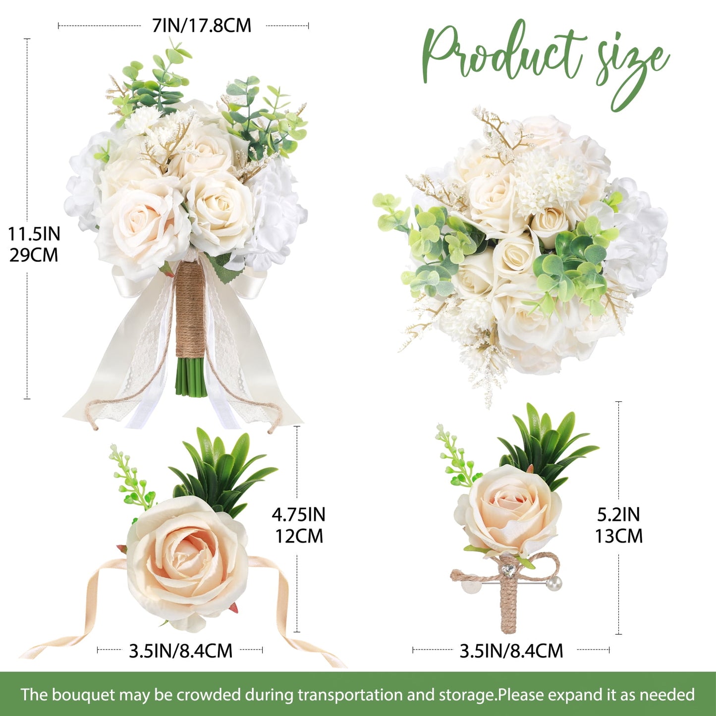 Ayieyill Wedding Bouquets for Bride and Bridesmaids, Tossing Artificial Flower Bouquets for Wedding Decorations
