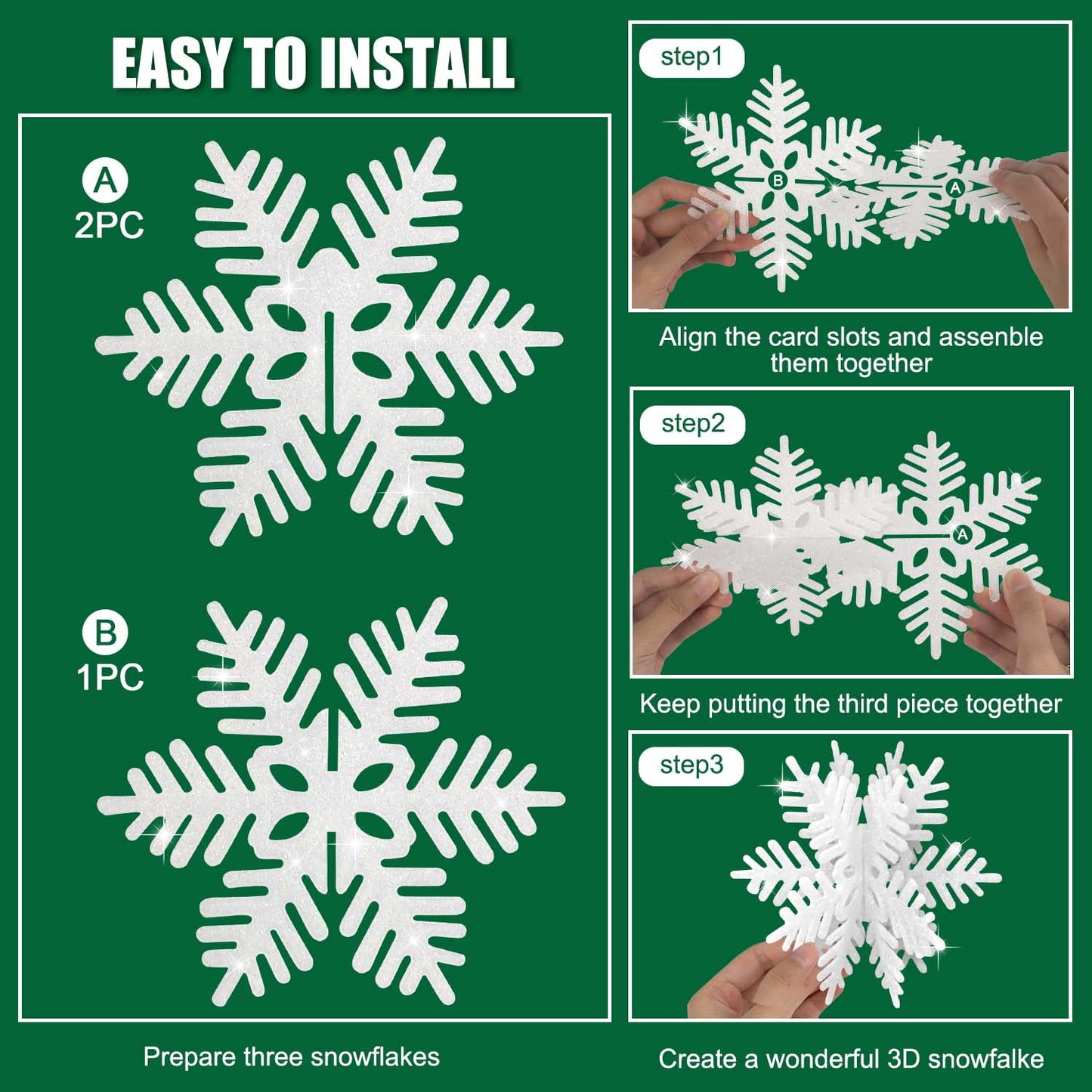 Ayieyill 8 Pcs Snowflake Decorations, Snowflake Christmas Decoration Indoor, Winter 3D Snowflake Christmas Tabletop Decor
