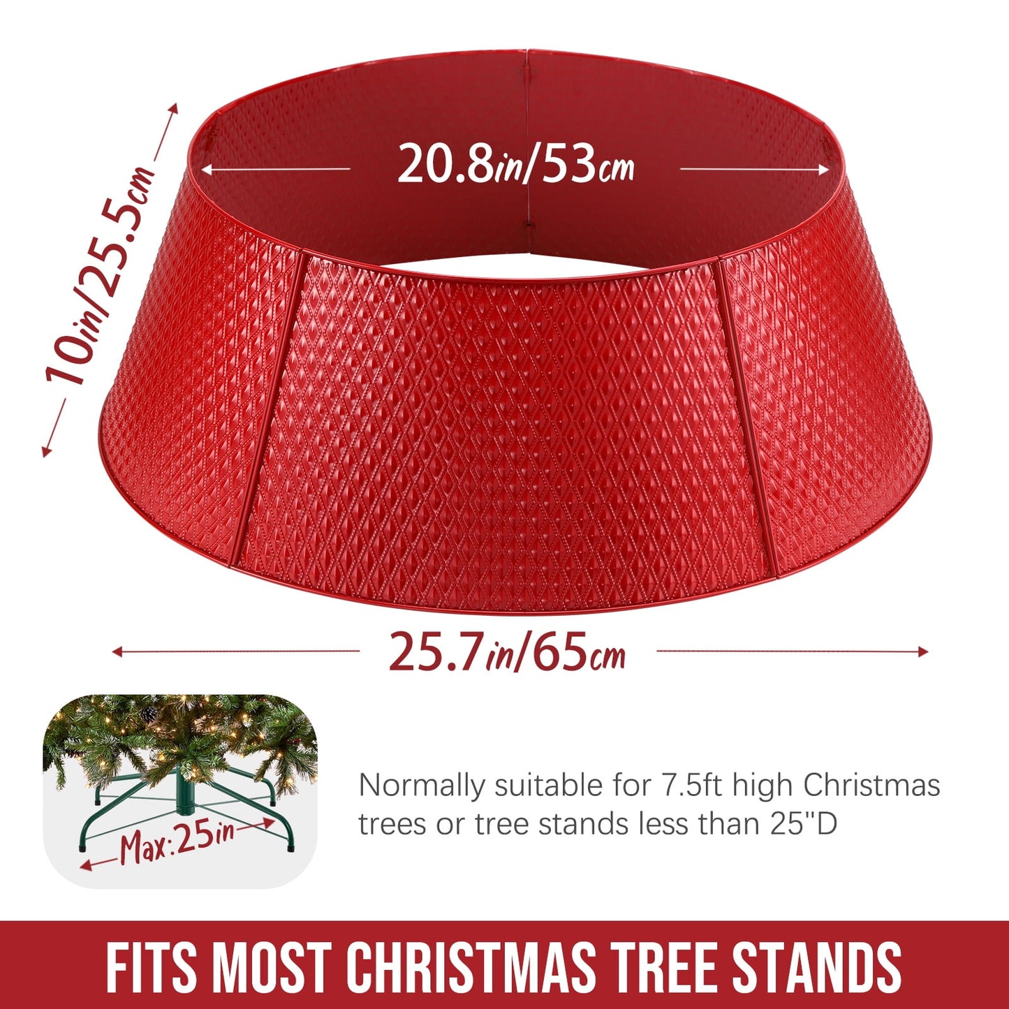 Ayieyill 26 Inch Christmas Tree Collar, Metal Tree Collar, Water Base Protection from Pets, Collar for Christmas Tree, Silver