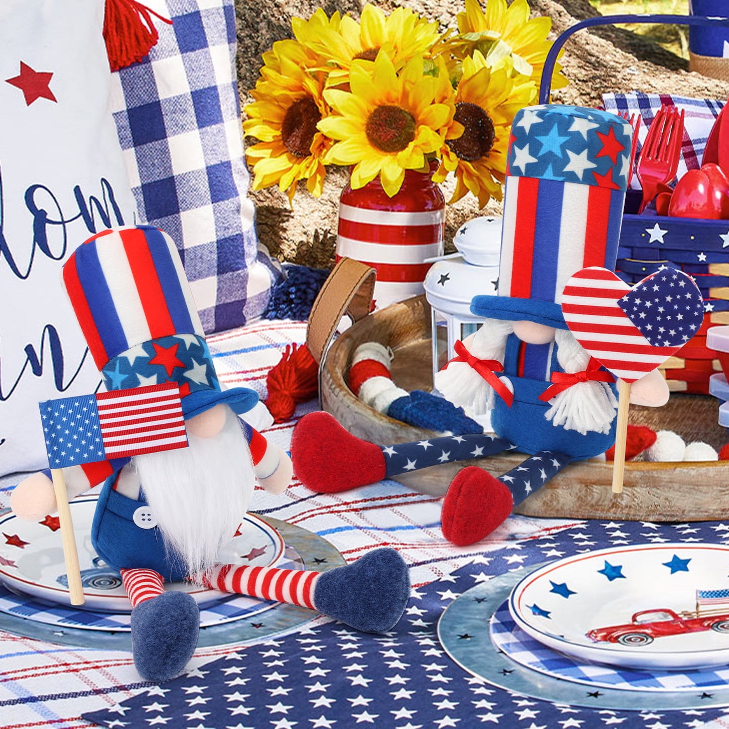 Ayieyill 2Pcs 4th of July Gnomes Patriotic Gnomes Decorations